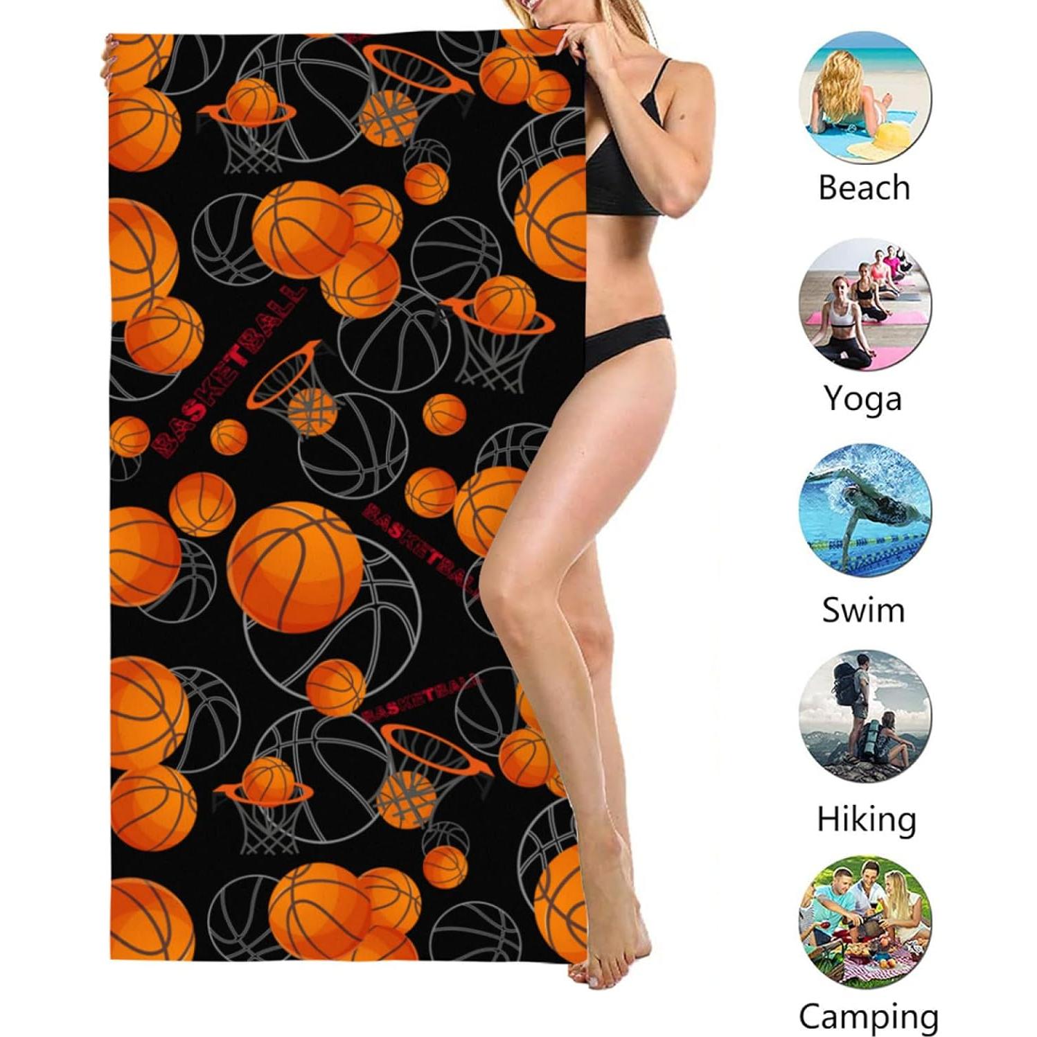 Toalla de Playa Microfibra SUNUAN 132x84cm Baloncesto Secado Rápido