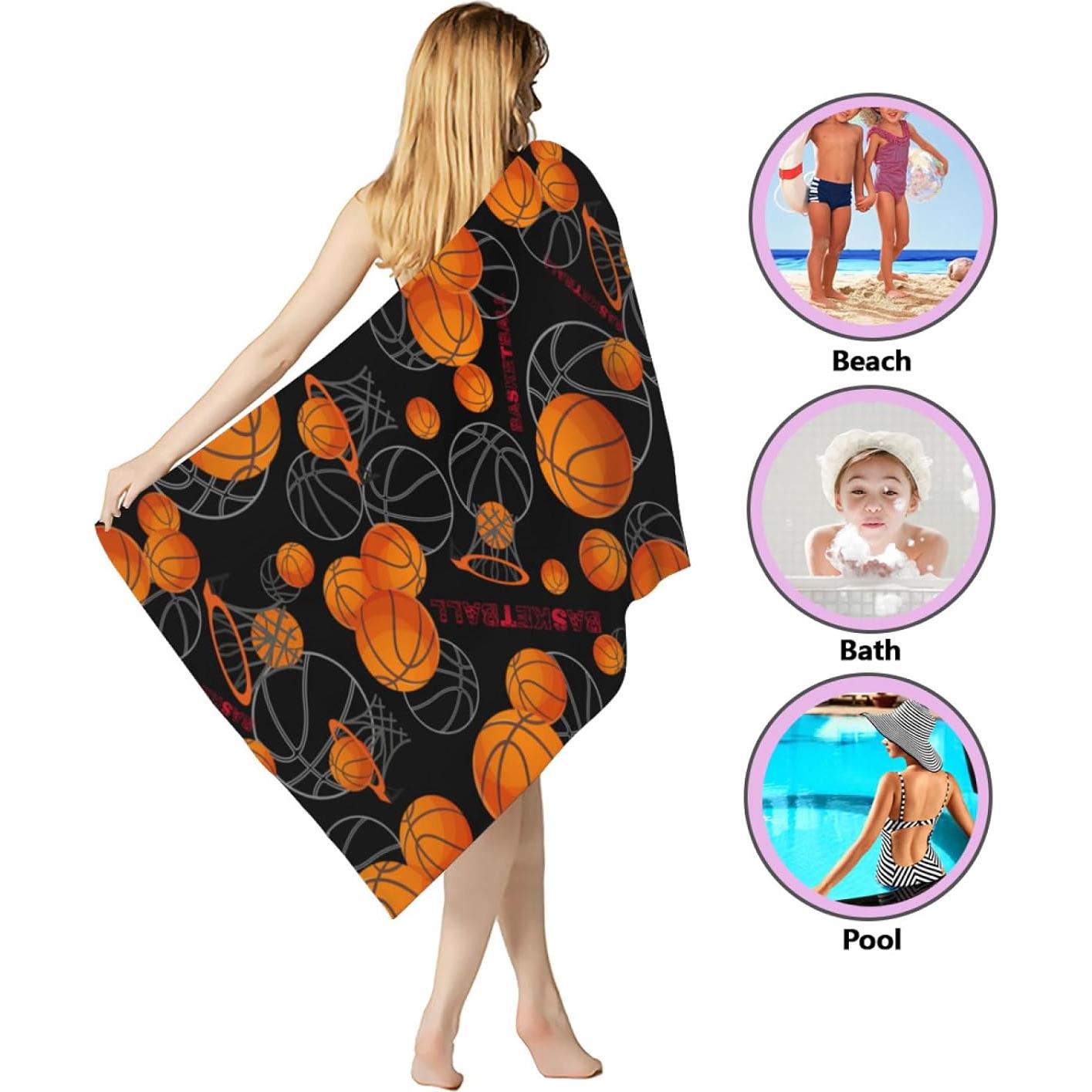 Toalla de Playa Microfibra SUNUAN 132x84cm Baloncesto Secado Rápido