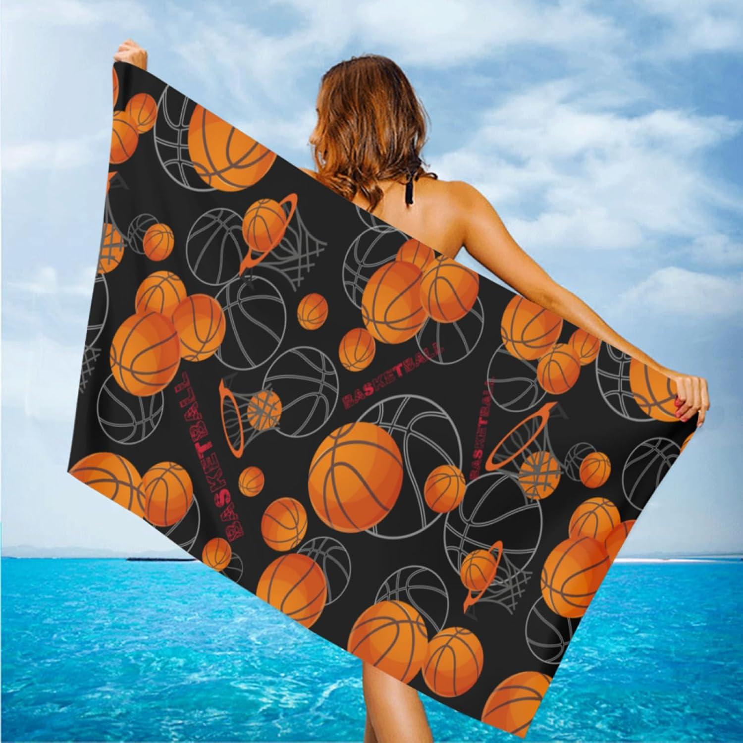 Toalla de Playa Microfibra SUNUAN 132x84cm Baloncesto Secado Rápido