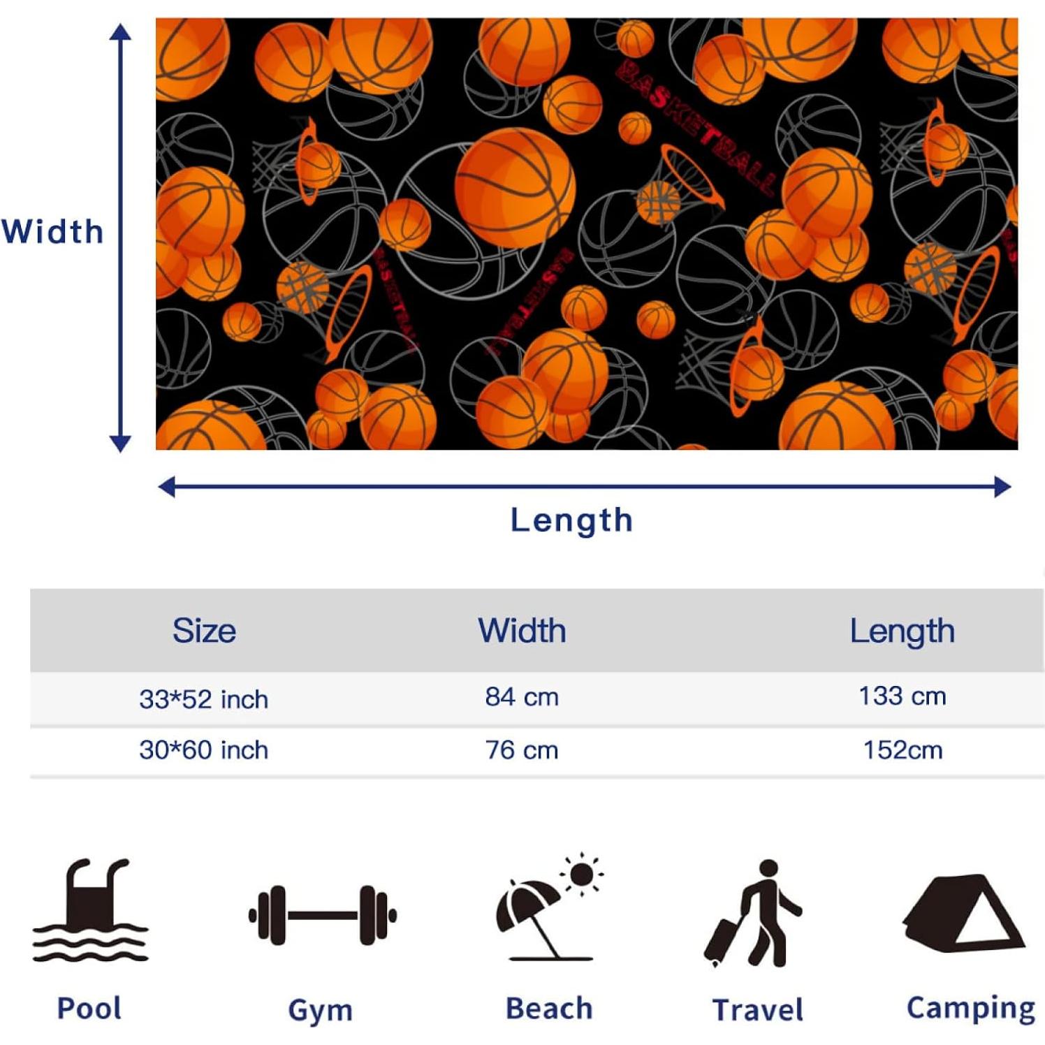 Toalla de Playa Microfibra SUNUAN 132x84cm Baloncesto Secado Rápido