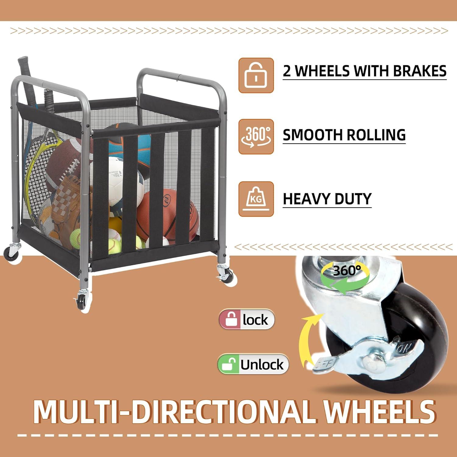 Carro Rodante Organizador de Pelotas STORAGE MANIAC 53x53x70cm