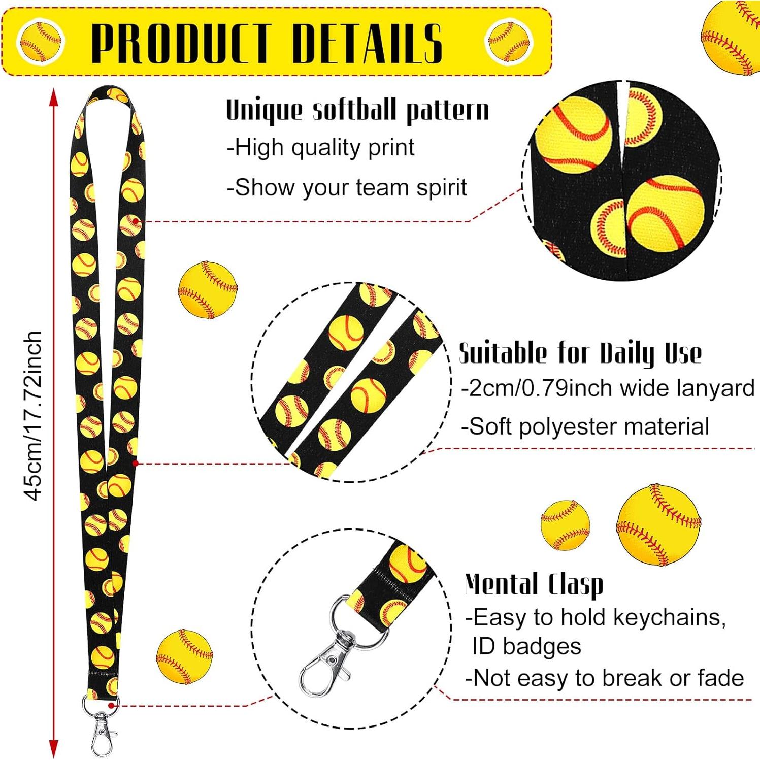 Lanyards de Llavero Highergo 20 Pcs Patrón de Béisbol 45 cm