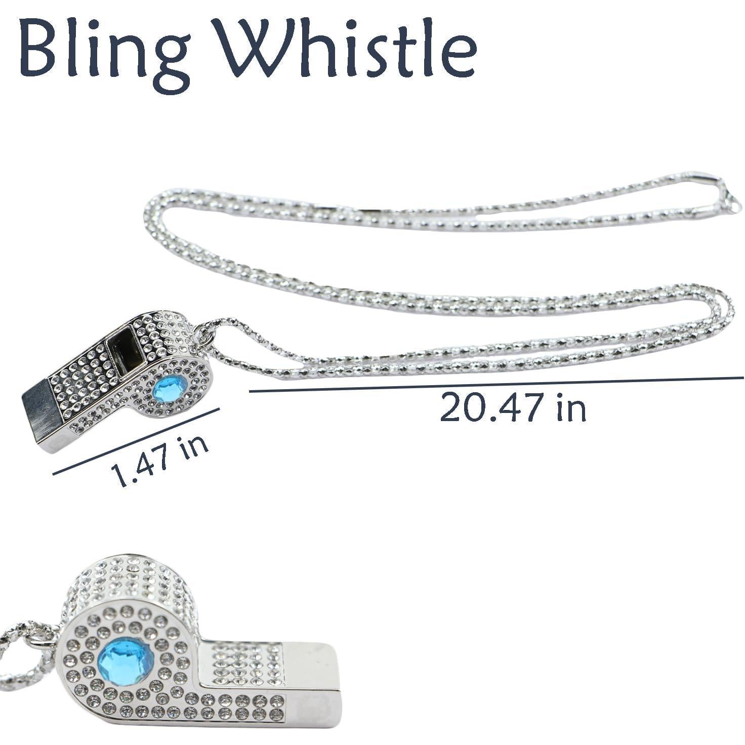 Silbato de Metal QUJIFETU con Lentejuelas y Cadena Ajustable