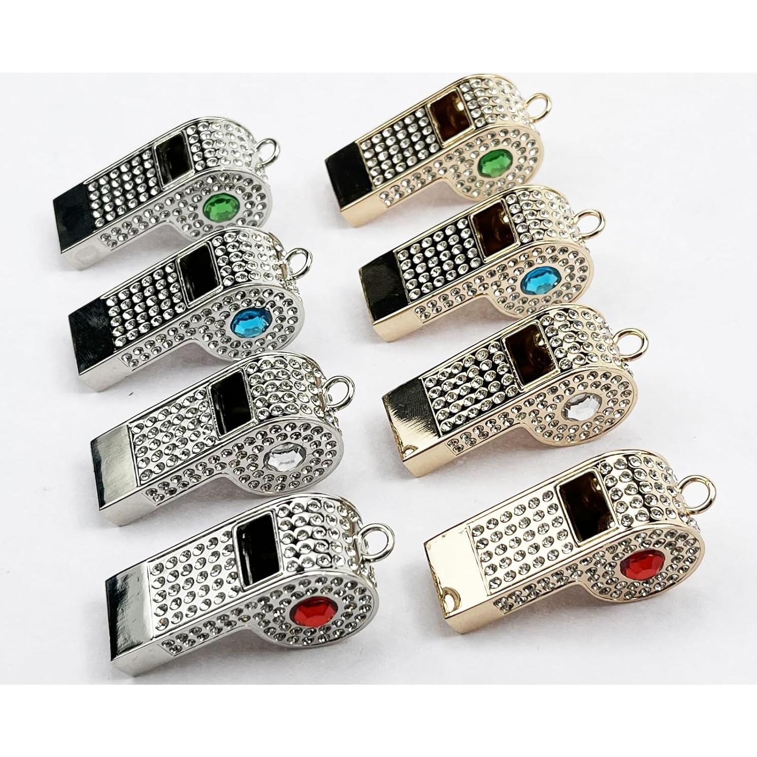 Silbato de Metal QUJIFETU con Lentejuelas y Cadena Ajustable