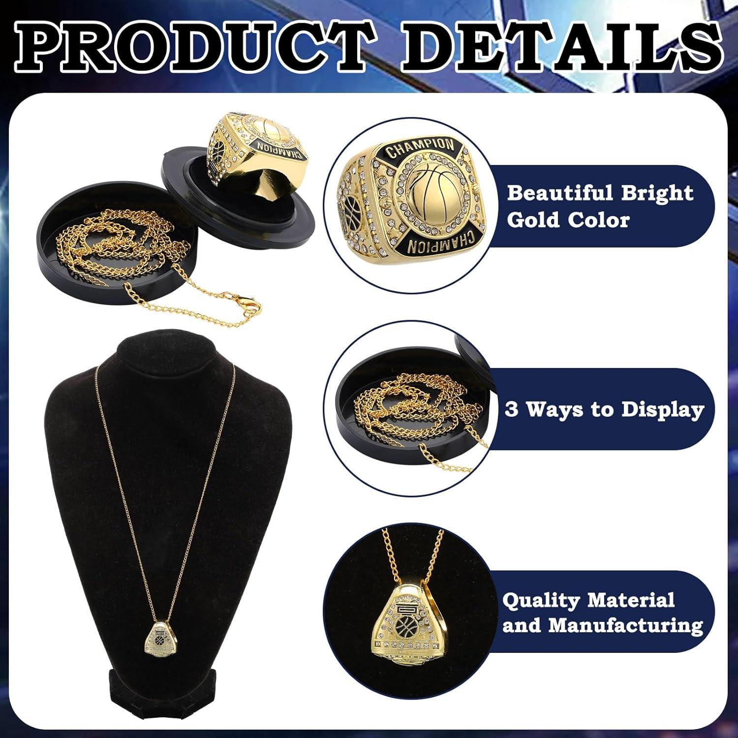 Remuuly Anillos de Campeón de Baloncesto - 12 Pcs con Cadenas