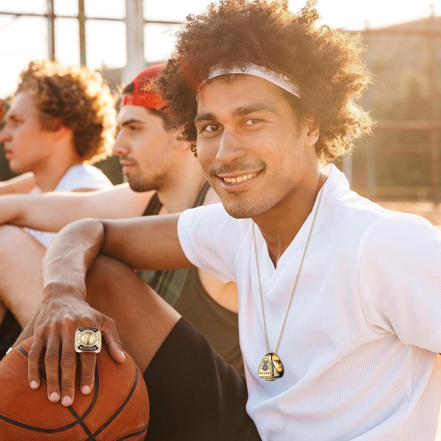 Remuuly Anillos de Campeón de Baloncesto - 12 Pcs con Cadenas