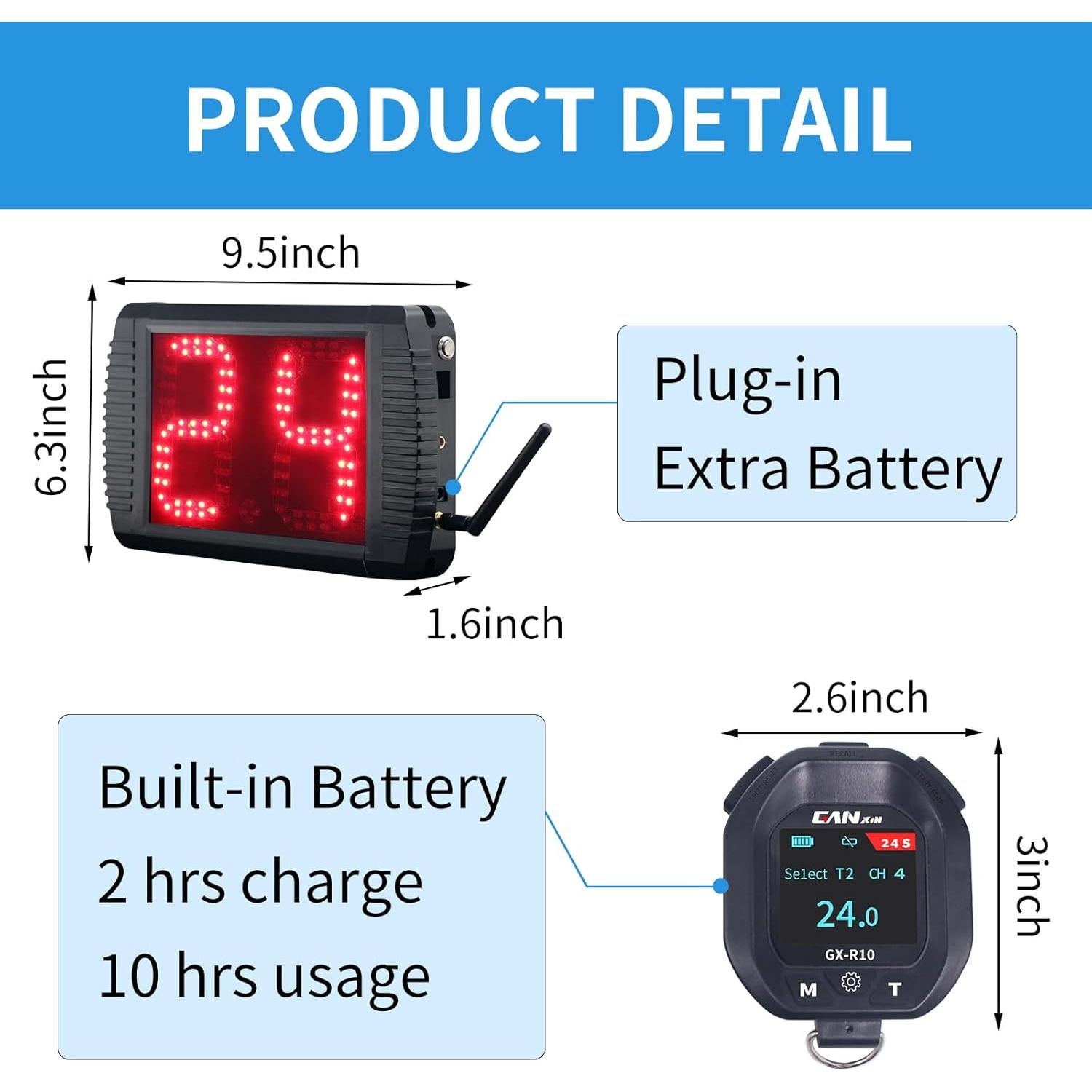 Temporizador de Baloncesto GAN XIN GS2D-5R 12/24 Segundos