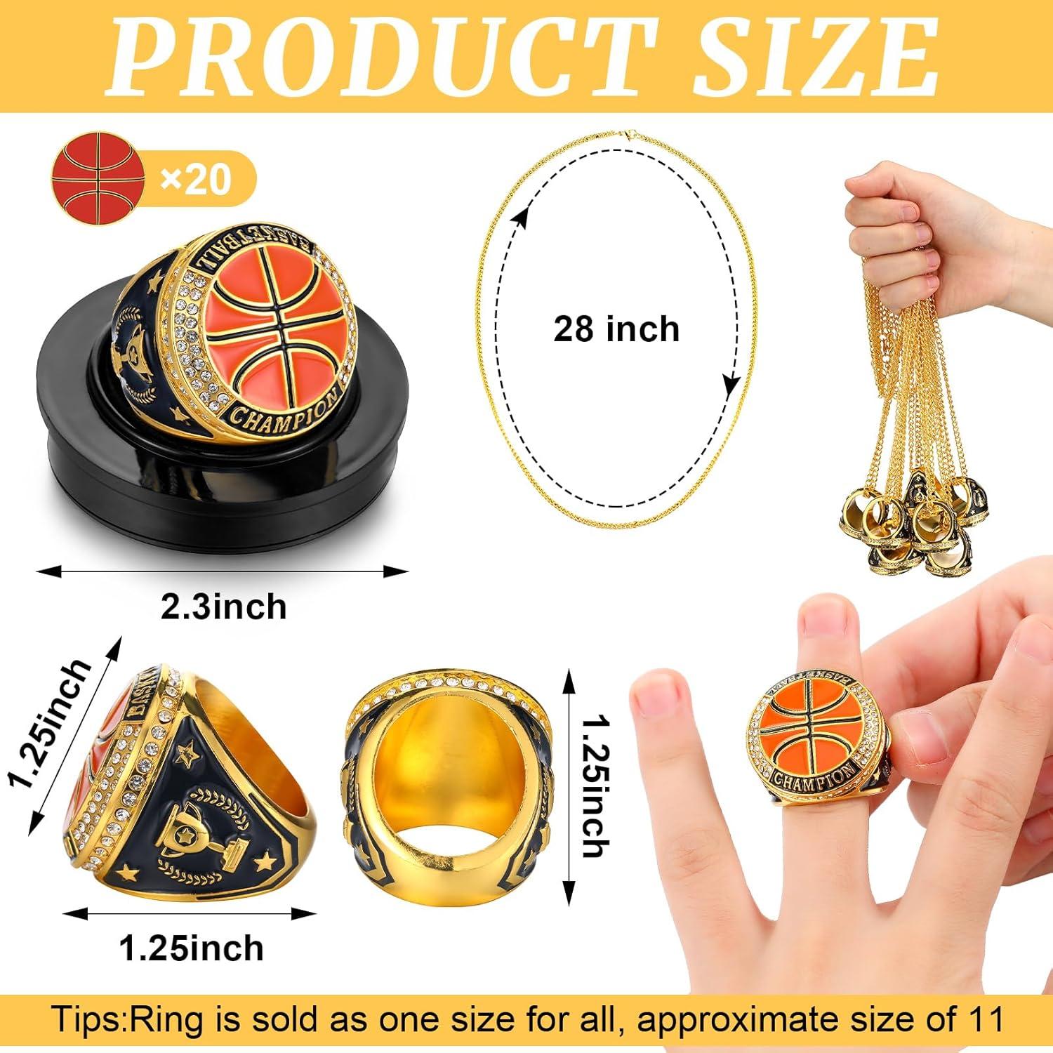 20 Anillos de Campeonato Baloncesto Highergo con Soporte y Cadena