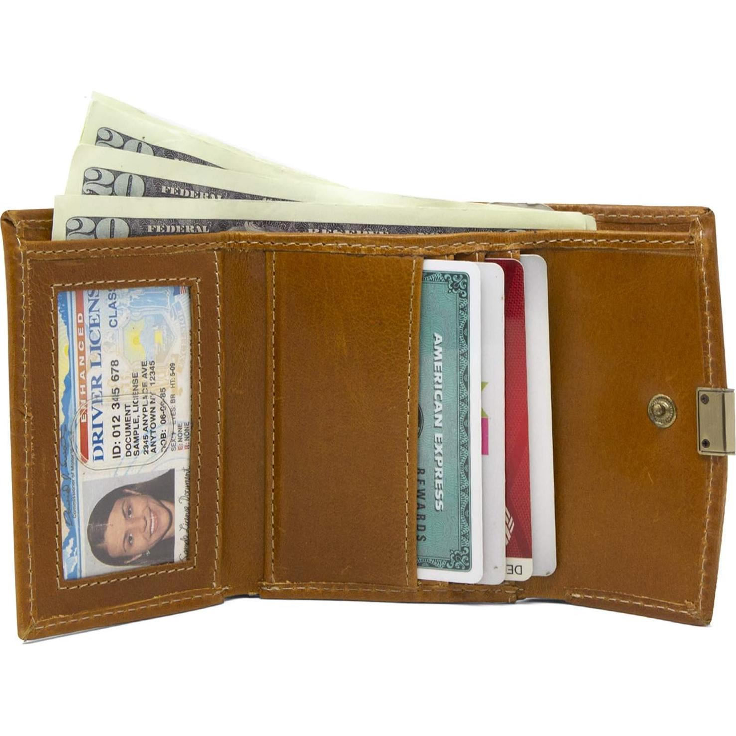 Cartera de cuero RFID Timberland para mujer Cognac