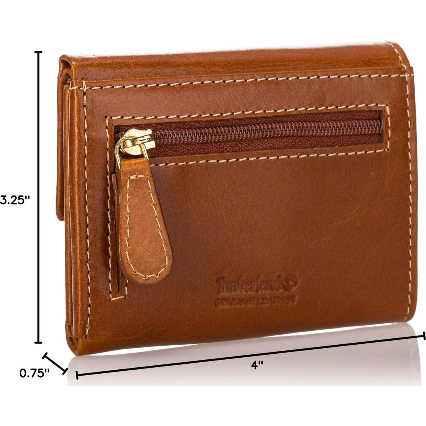 Cartera de cuero RFID Timberland para mujer Cognac