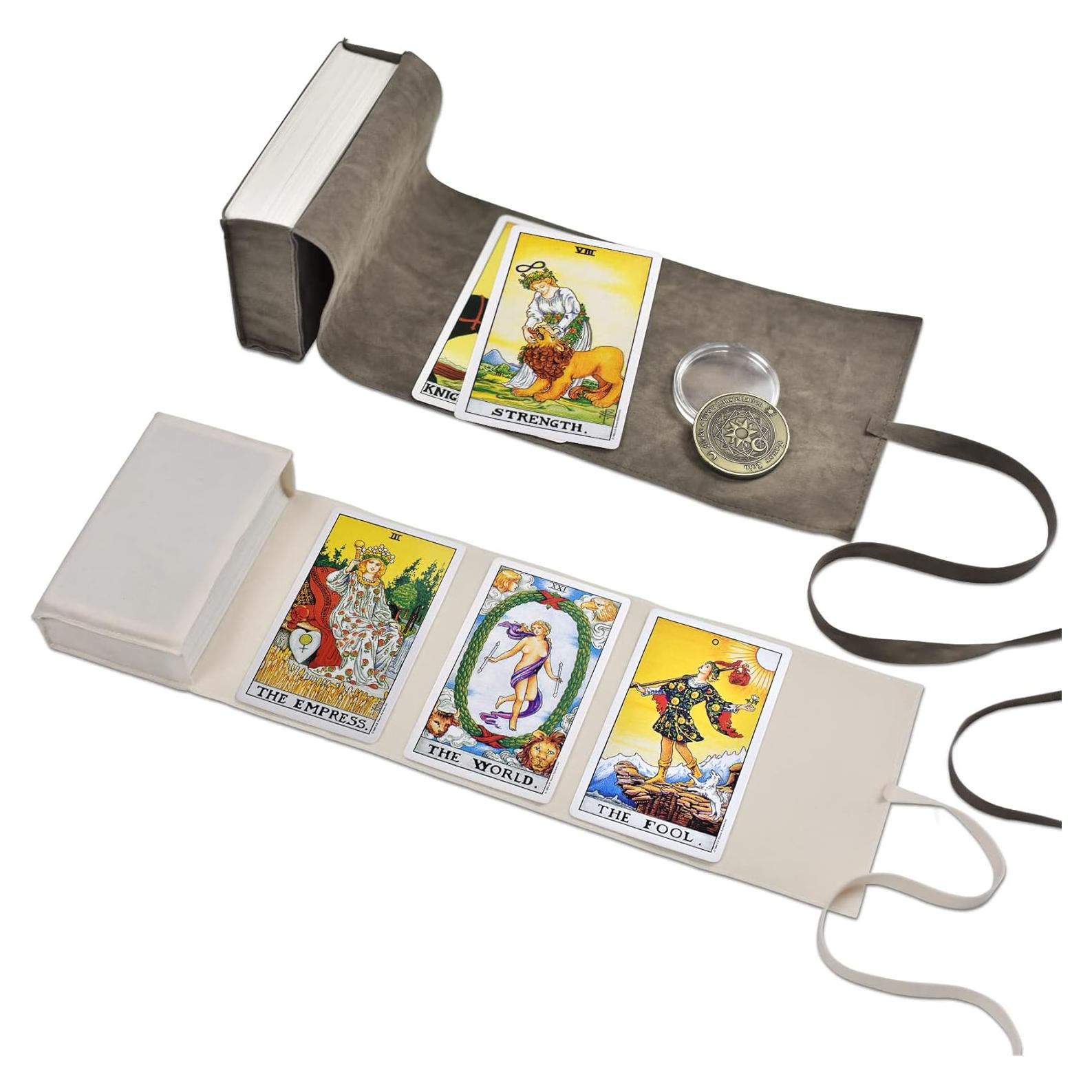 Set de Bolsas de Tarot Knana Terciopelo Gris y Blanco
