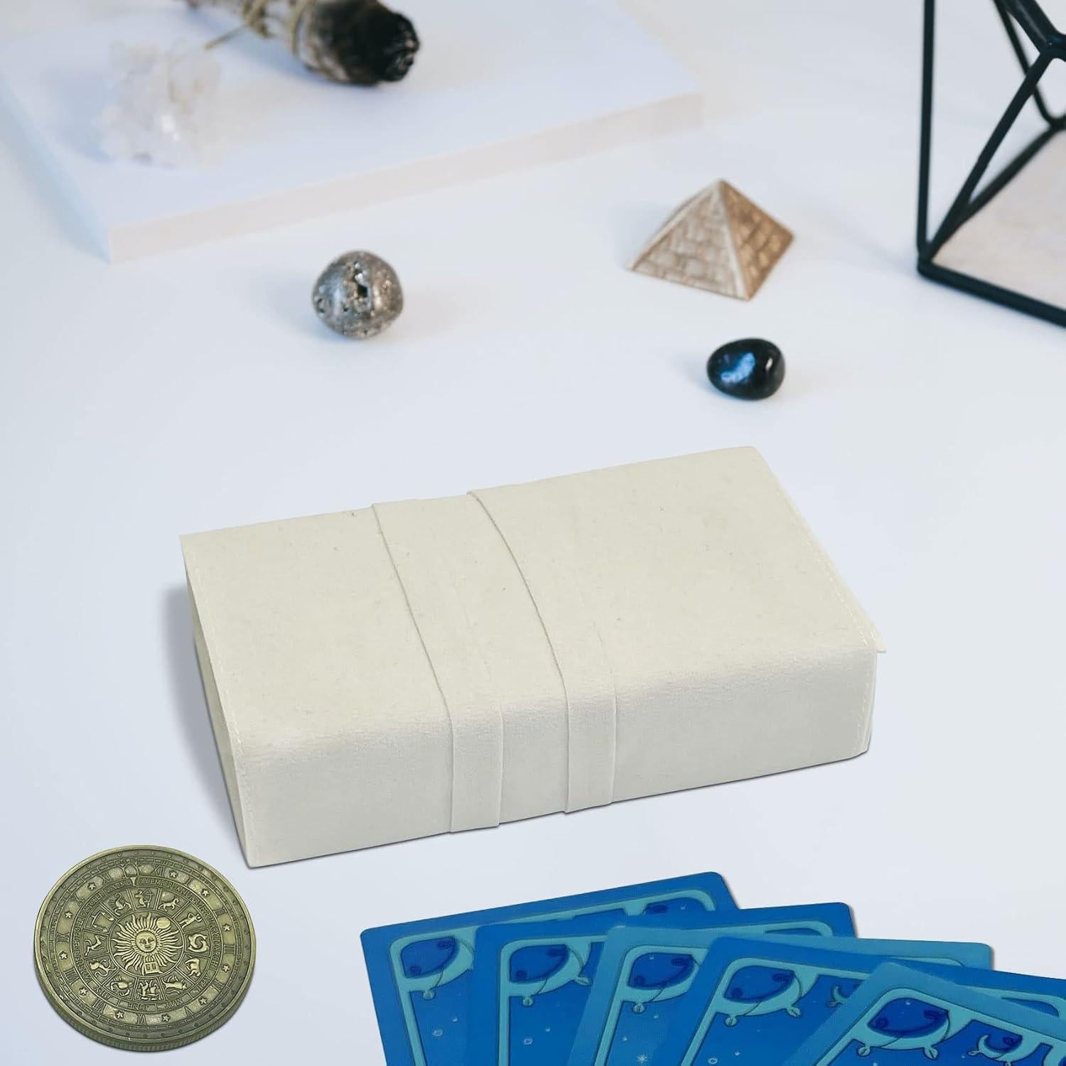 Set de Bolsas de Tarot Knana Terciopelo Gris y Blanco