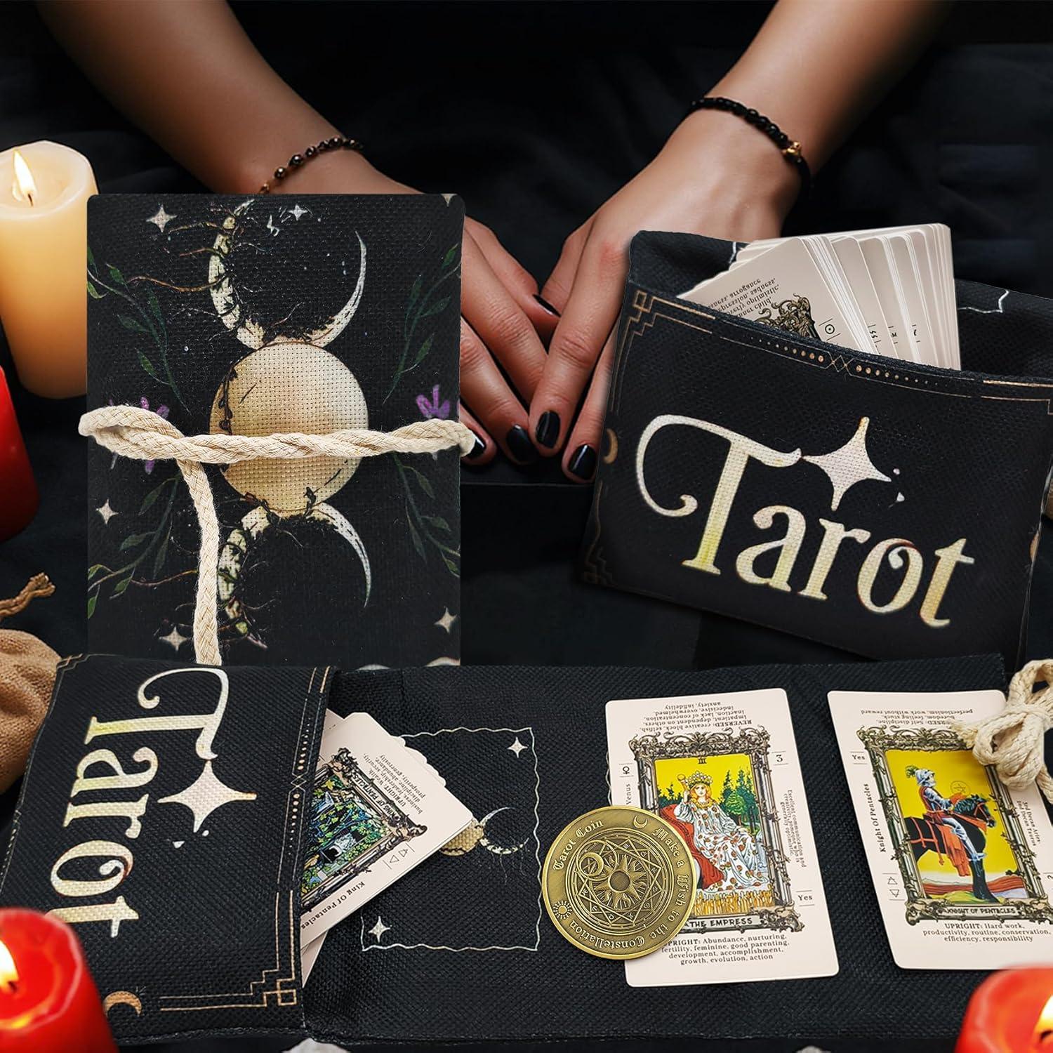 Bolsa de Tarot de Lino Knana 38.4x16x11.5cm con Patrón Sol y Luna