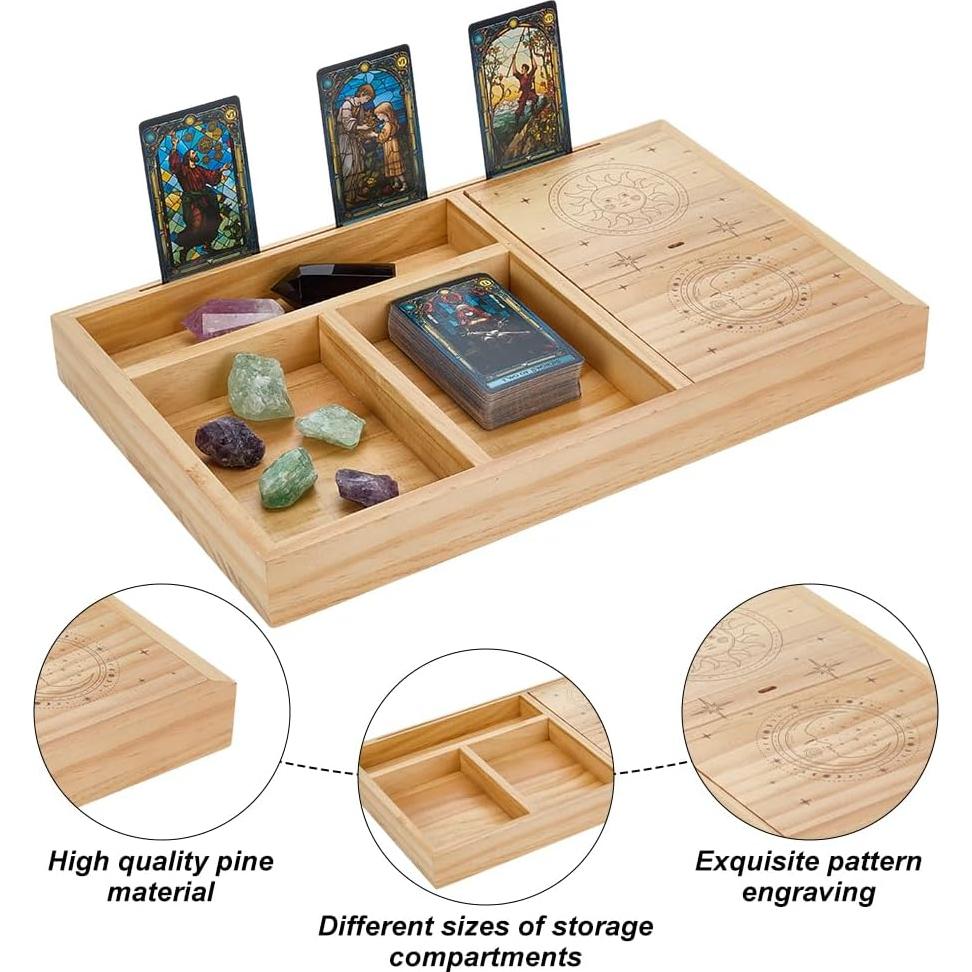 Caja de Madera para Cartas de Tarot ORIGACH 40x25 cm 4 Compartimentos