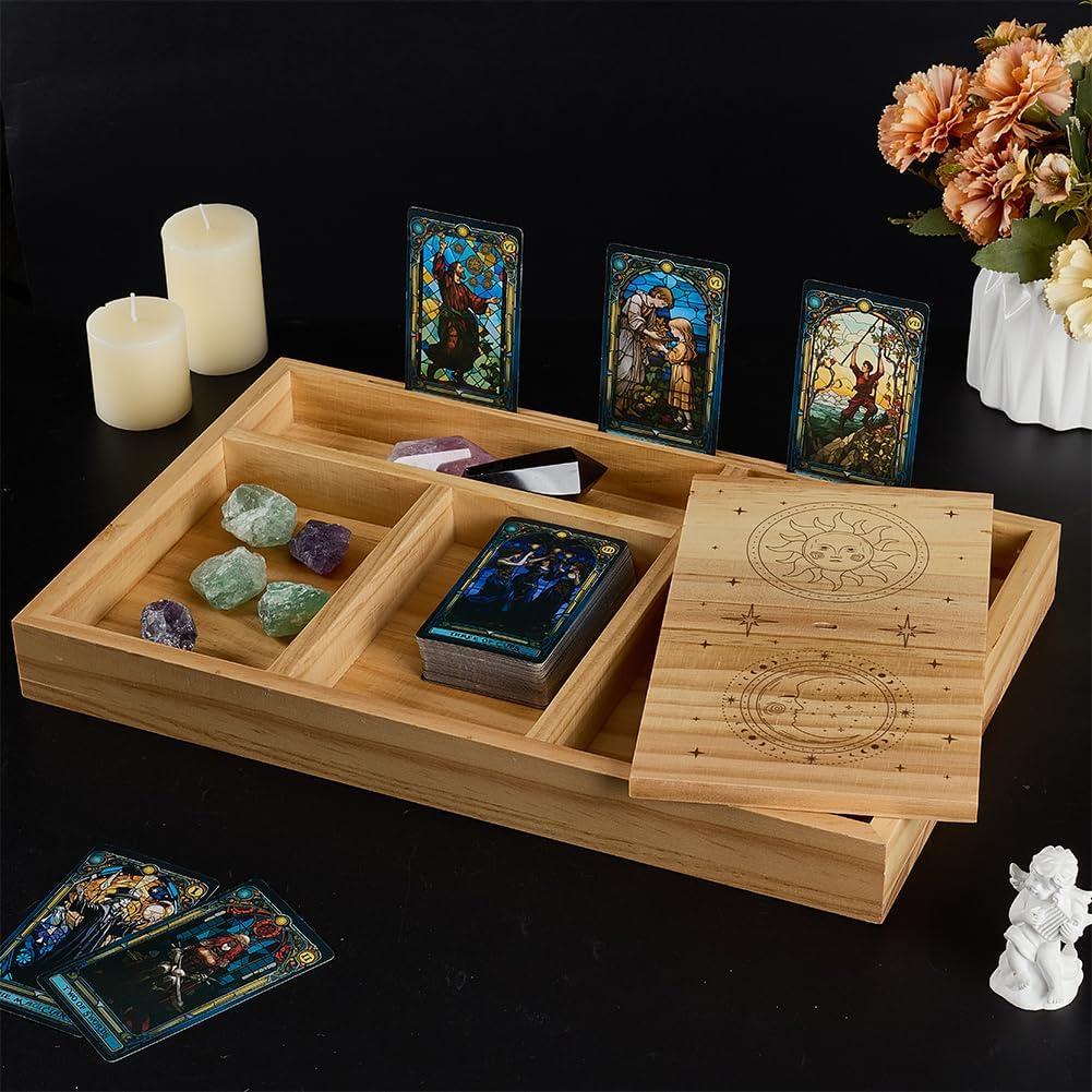 Caja de Madera para Cartas de Tarot ORIGACH 40x25 cm 4 Compartimentos