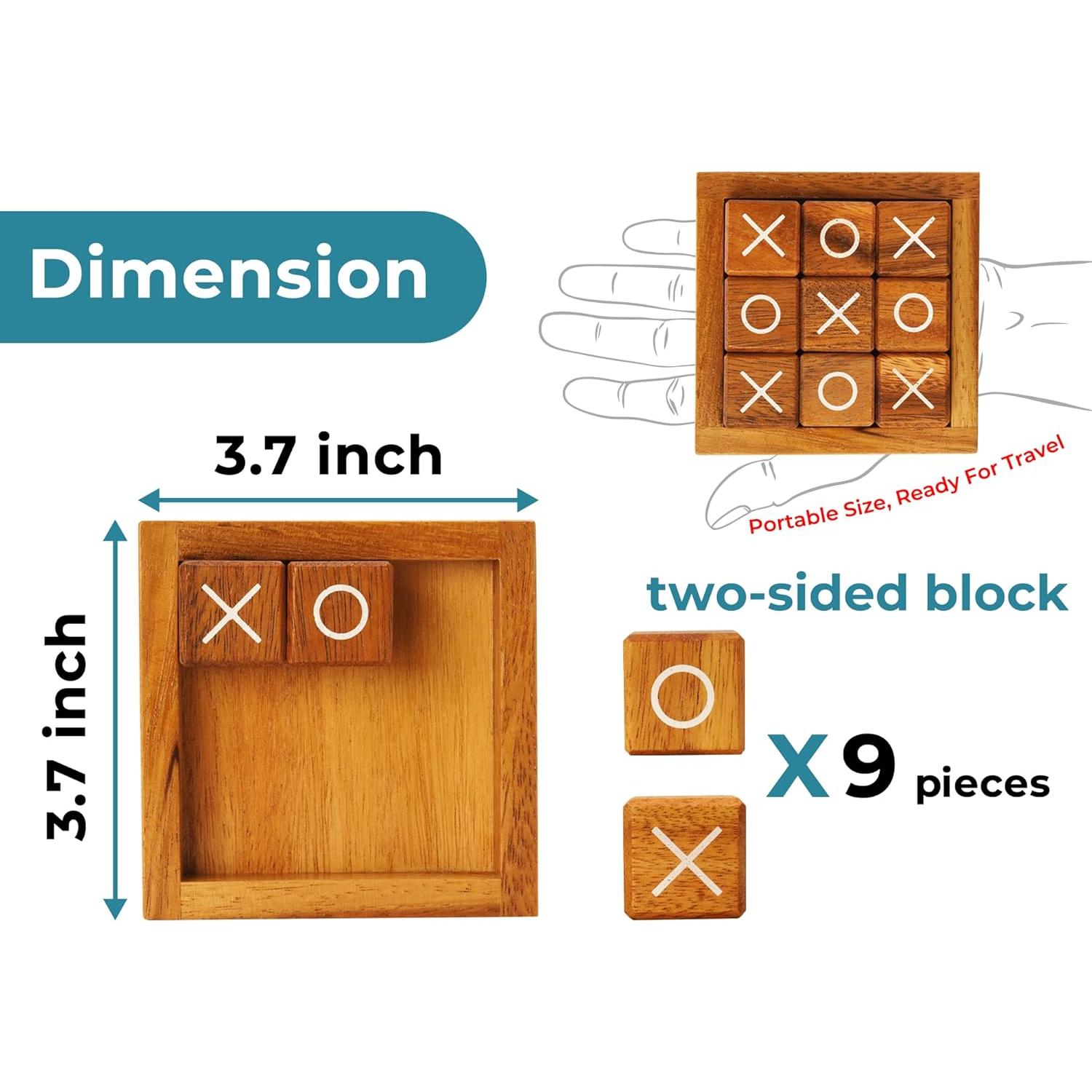 Juego de Tres en Raya BSIRI de Madera 10.16 cm para Niños y Adultos