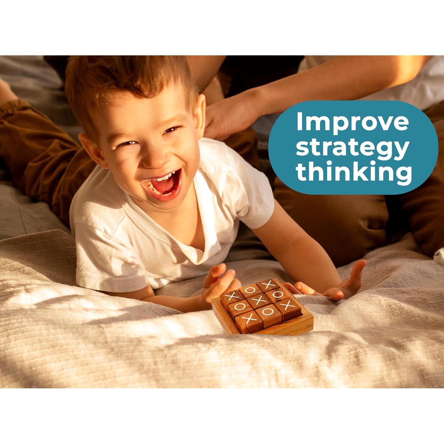 Juego de Tres en Raya BSIRI de Madera 10.16 cm para Niños y Adultos