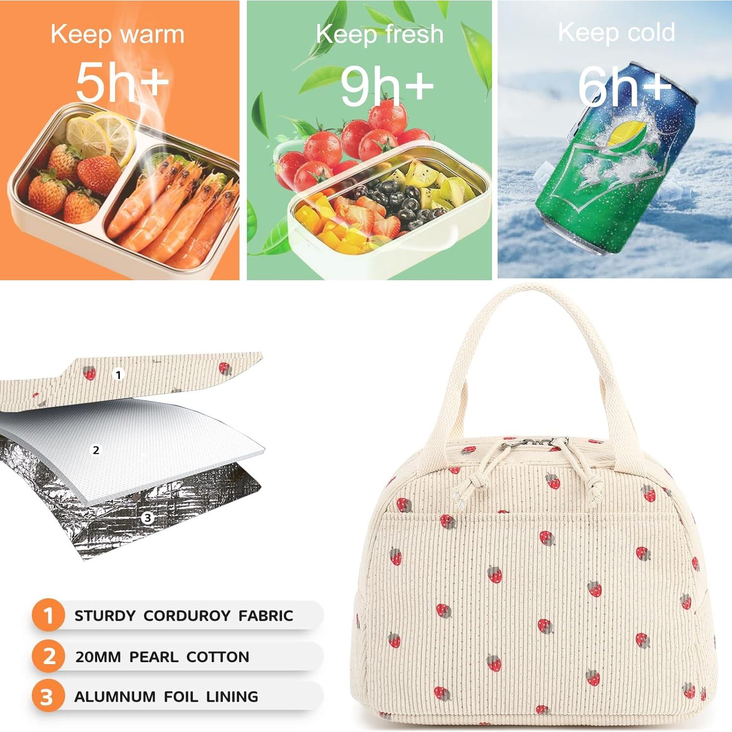 Bolsa de Almuerzo Bluboon Corduroy 3L Impermeable Moderna