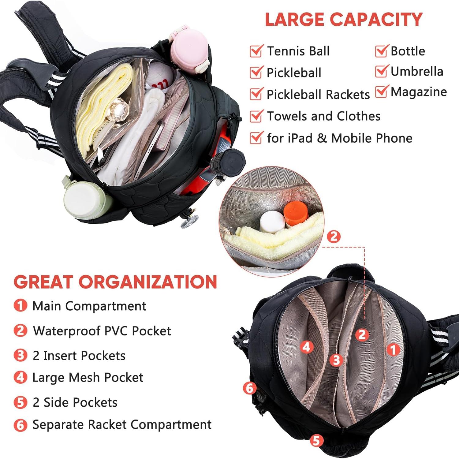 Bolsa de Tenis Acolchada VIGEGARI para Mujeres - 2 Raquetas