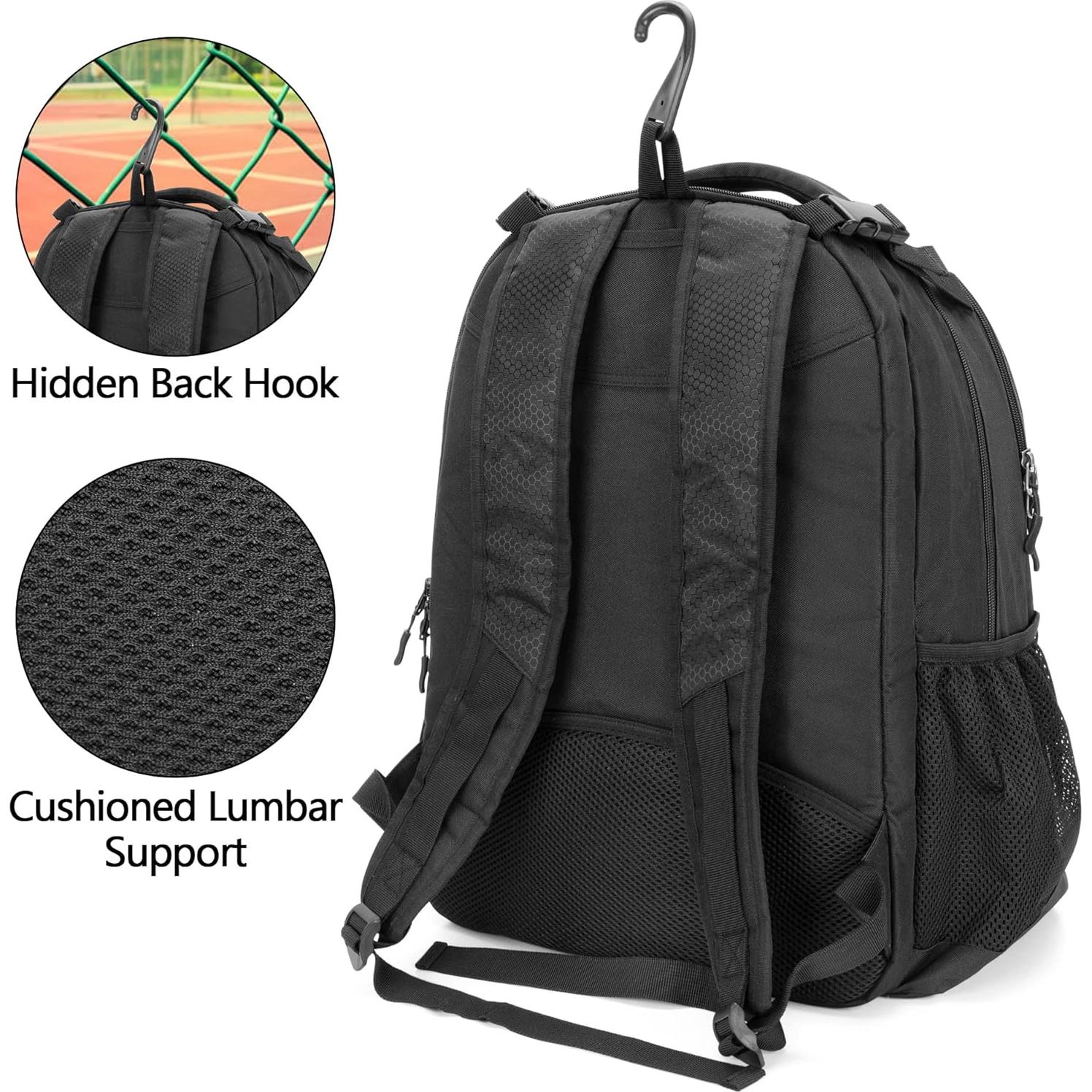 Mochila de Tenis DSLEAF para 2 Raquetas y Zapatos Ventilados