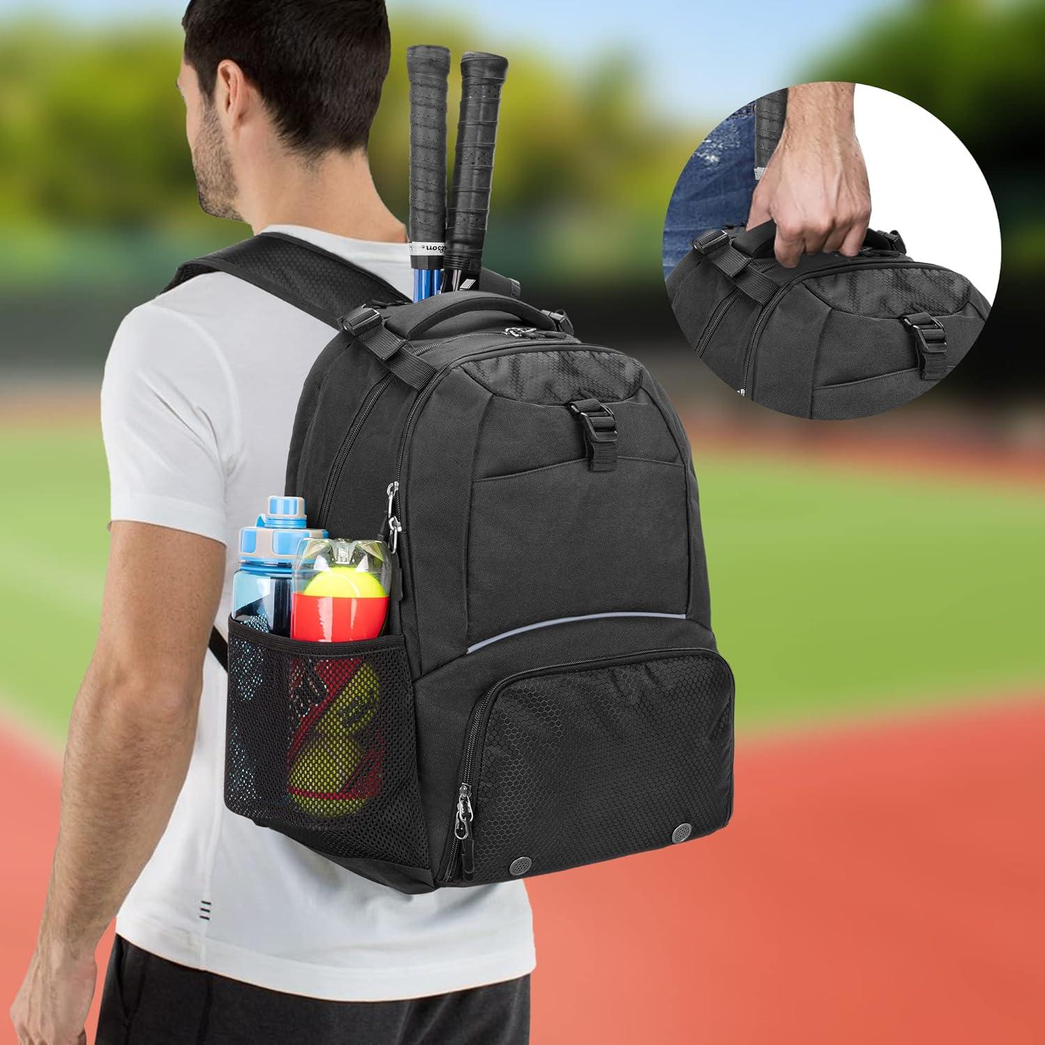 Mochila de Tenis DSLEAF para 2 Raquetas y Zapatos Ventilados