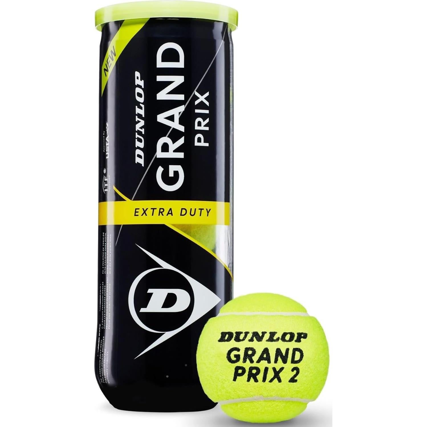 Dunlop Grand Prix Tennis Balls (Choose from Extra Duty or Regular Duty) - 3 Ball Can in Multi-Packs (2-24 Cans Available)