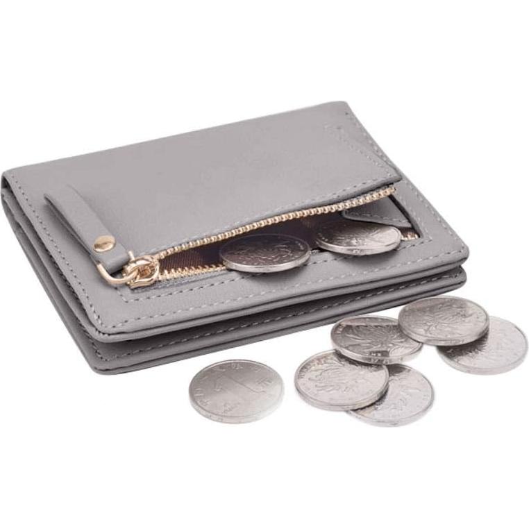 Cartera Bifold de Cuero Sintético para Damas Gris