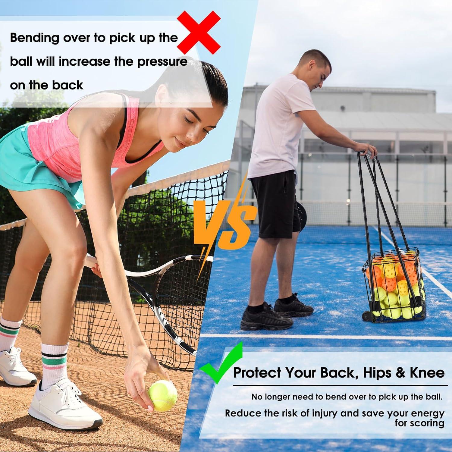 Recolector de Pelotas de Pickleball y Tenis ELKCIP con Ruedas