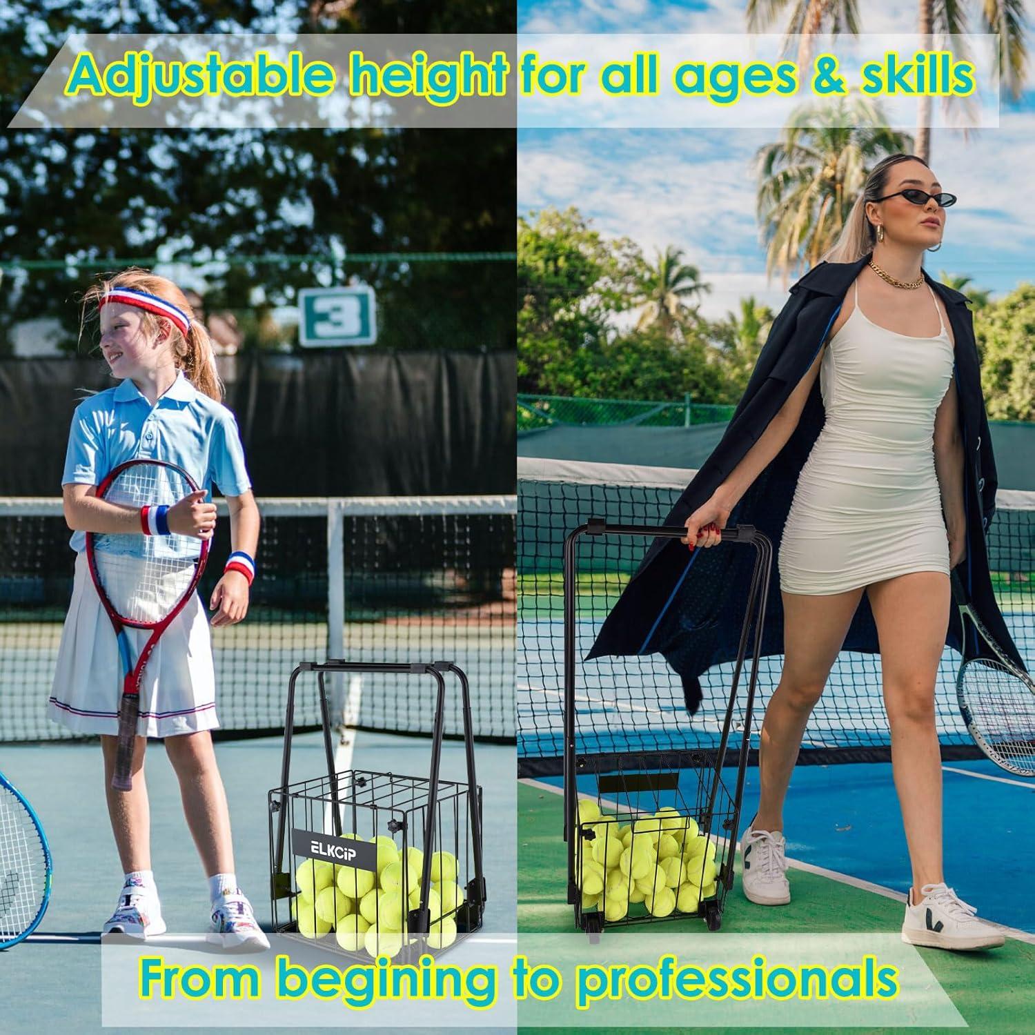 Recolector de Pelotas de Pickleball y Tenis ELKCIP con Ruedas