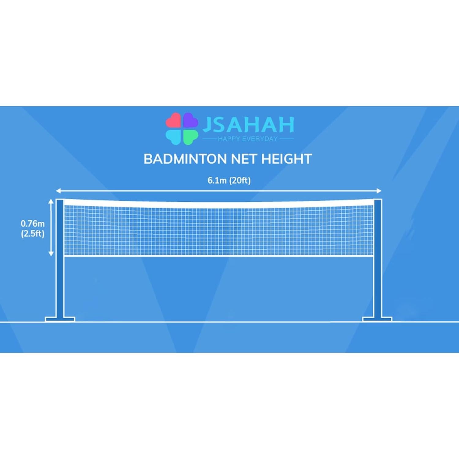 Red de bádminton portátil JSAHAH 6.1m x 0.76m nylon