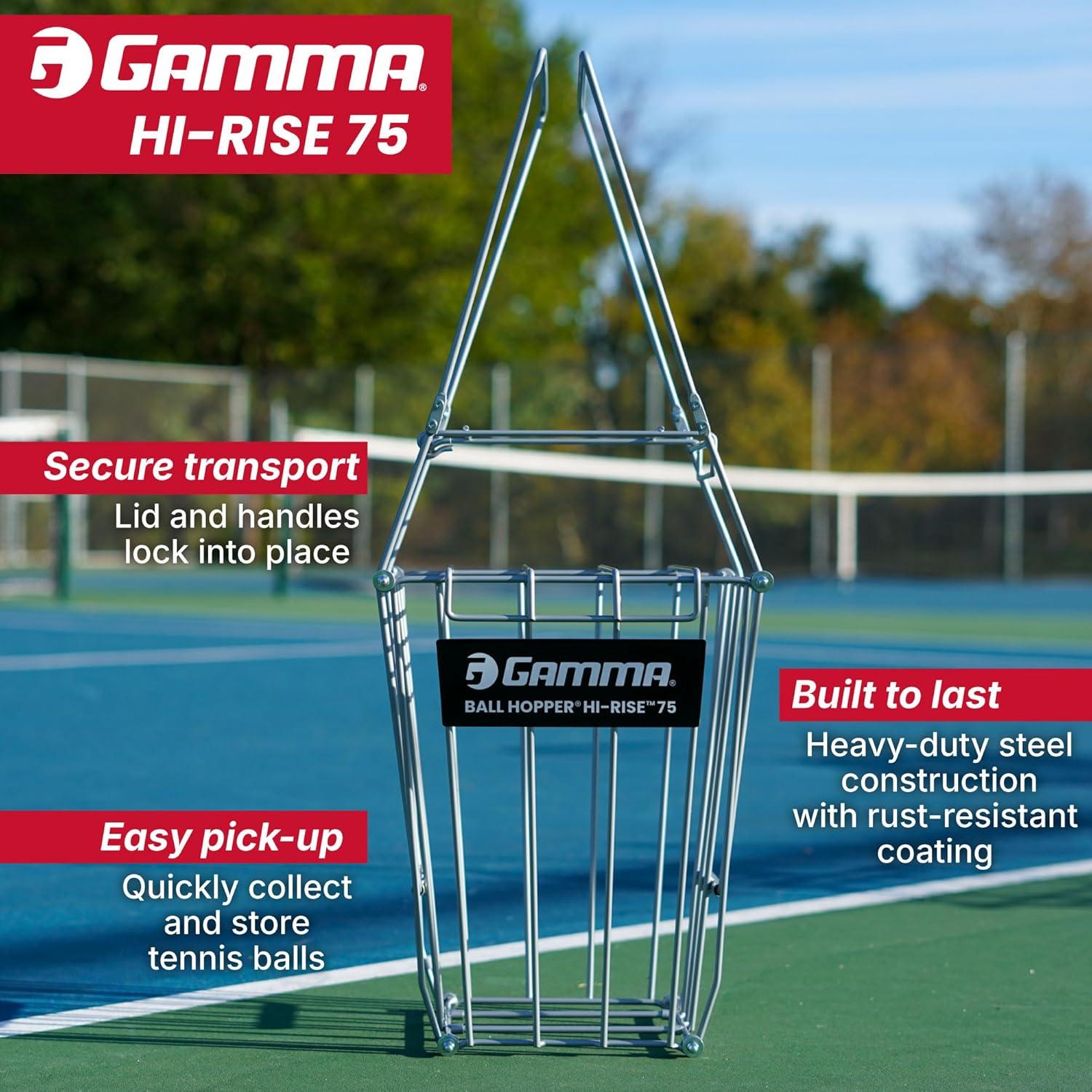 Cesta de Pelotas GAMMA Hi-Rise 75 - Acero Resistente, Negro