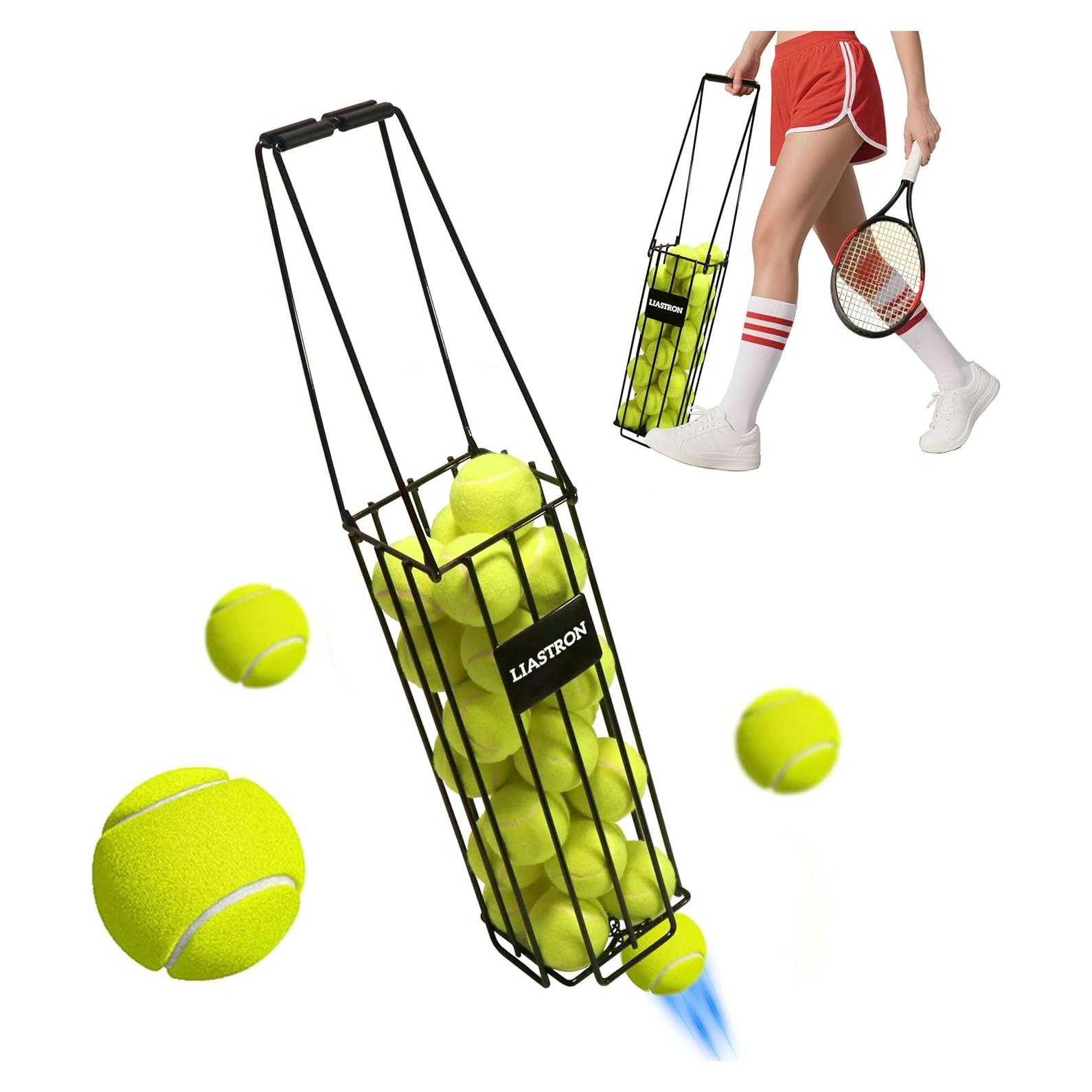 Cesta de Pelotas de Tenis LIASTRON Metal Portátil 76 cm