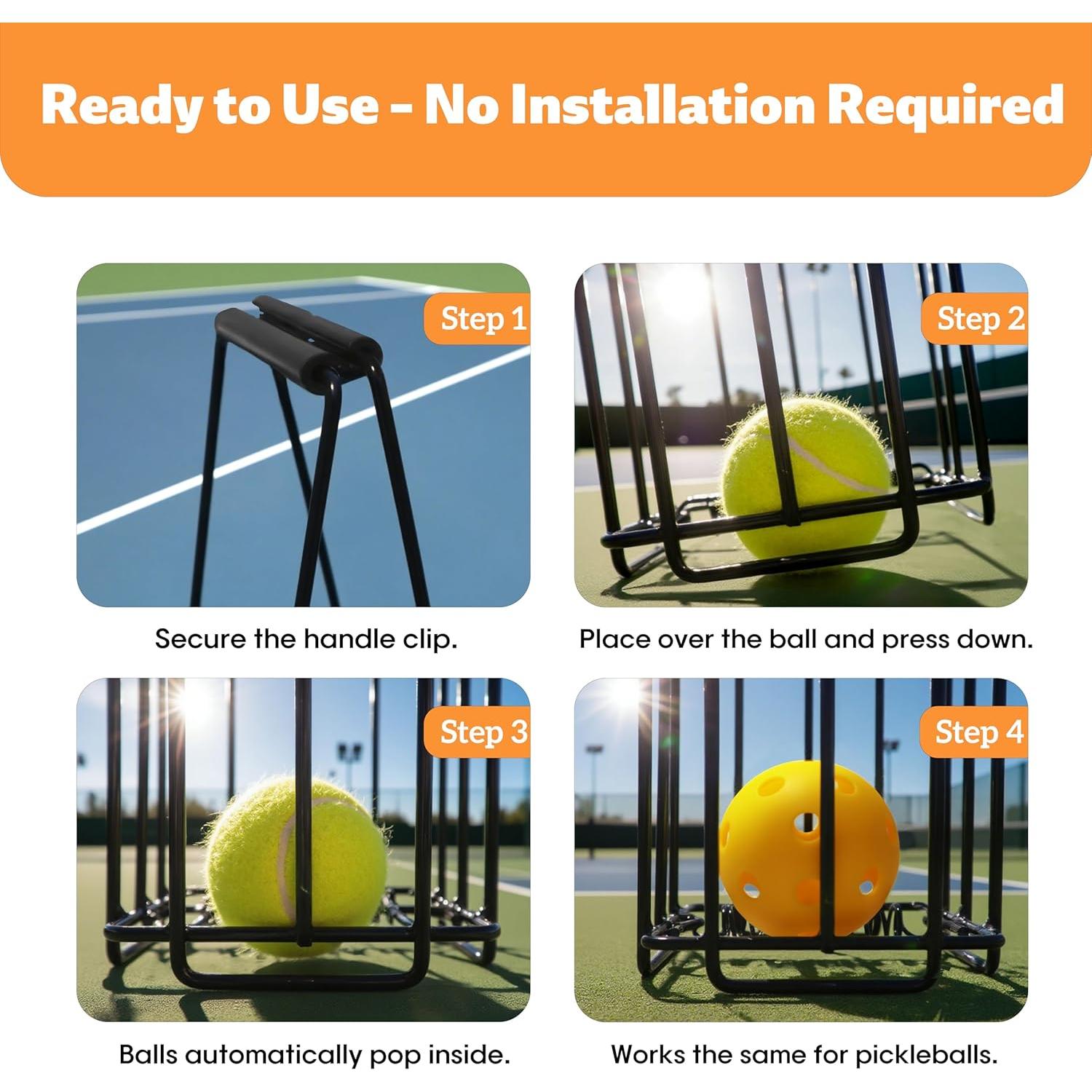 Cesta de Pelotas de Tenis LIASTRON Metal Portátil 76 cm