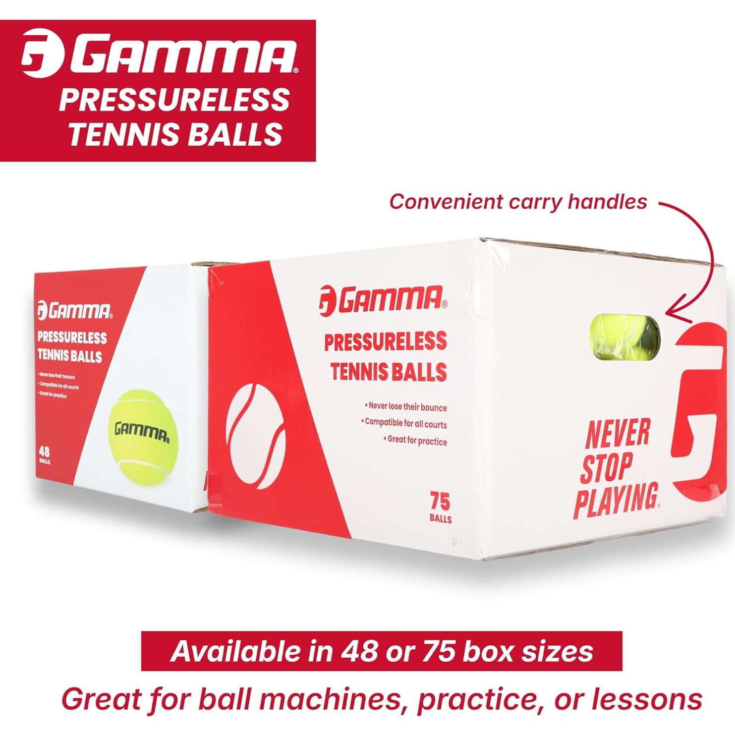 Caja de pelotas de tenis sin presión GAMMA - 75 unidades