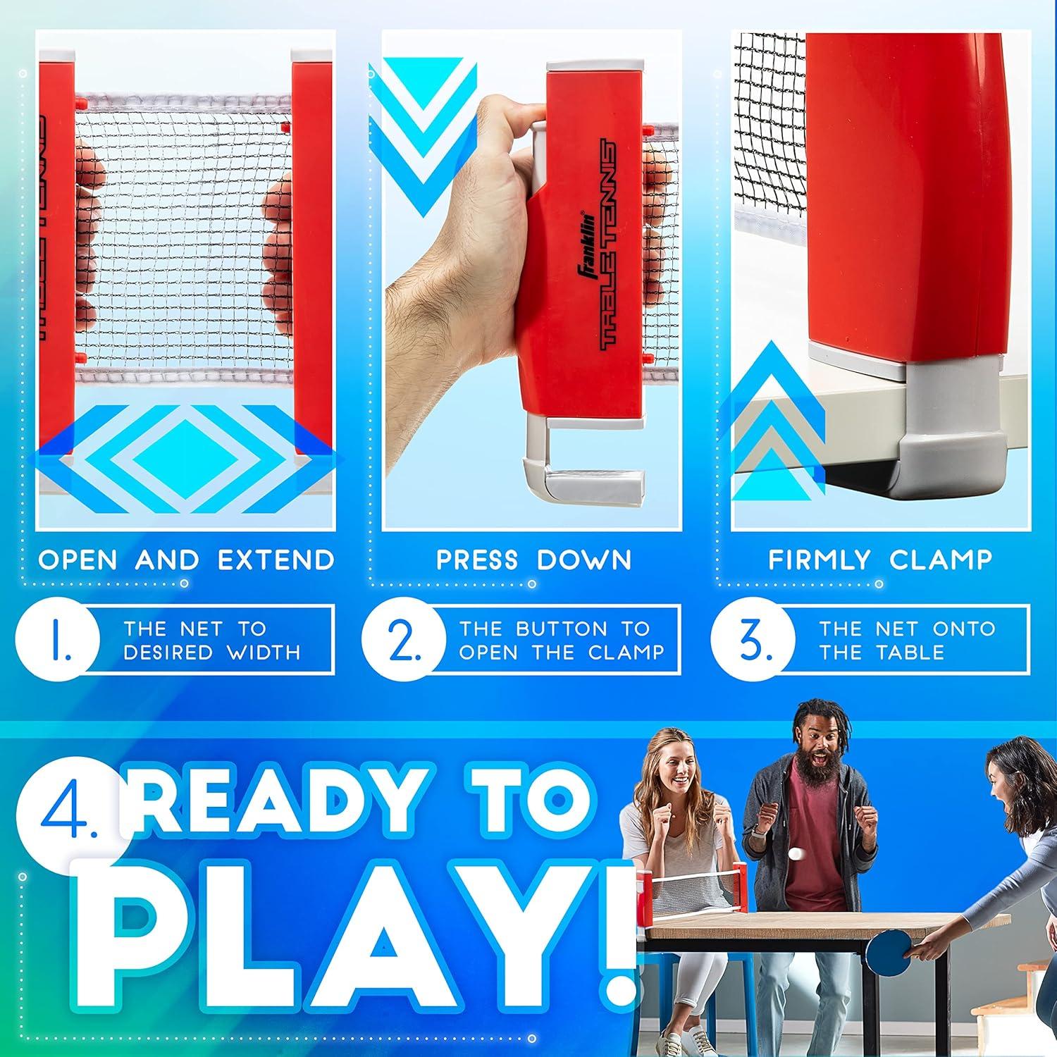 Juego de Tenis de Mesa Portátil Franklin Sports - Red Ajustable + 2 Palas y Pelotas