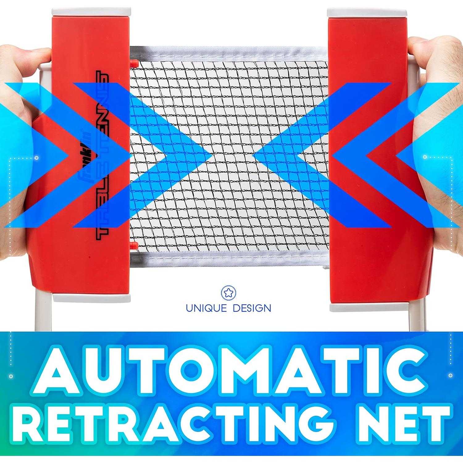 Juego de Tenis de Mesa Portátil Franklin Sports - Red Ajustable + 2 Palas y Pelotas