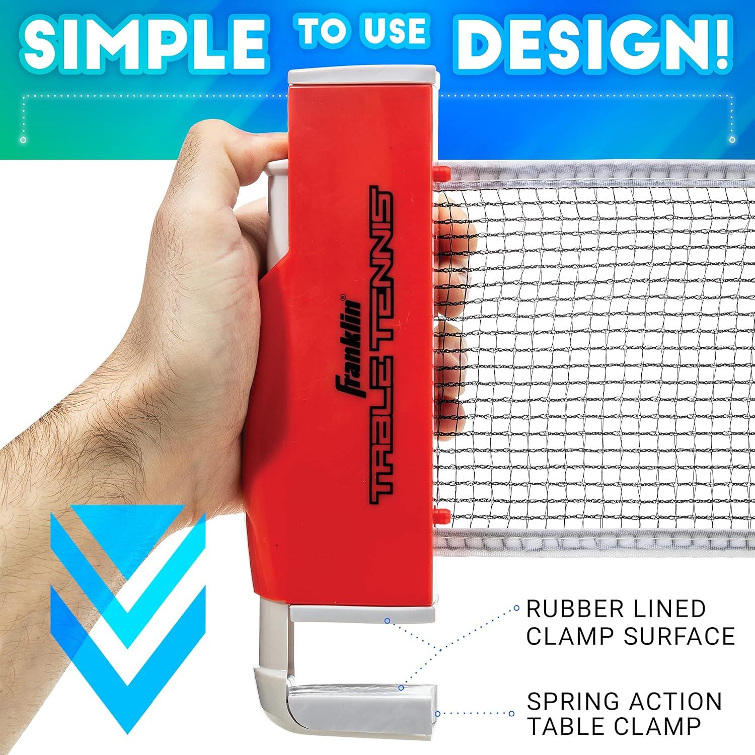 Juego de Tenis de Mesa Portátil Franklin Sports - Red Ajustable + 2 Palas y Pelotas