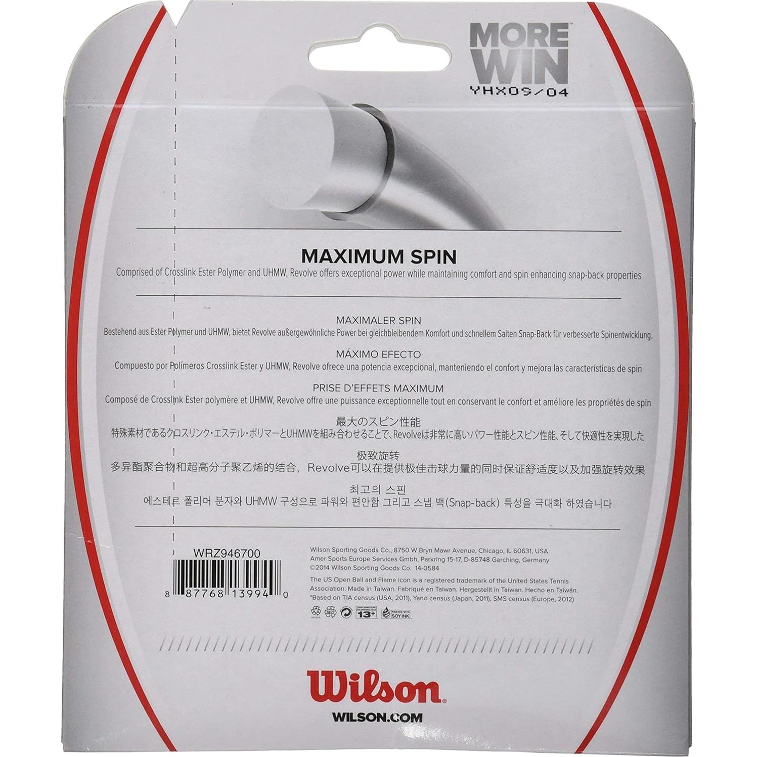 Cuerda de Tenis Wilson Revolve 16 - Set Negro 40g