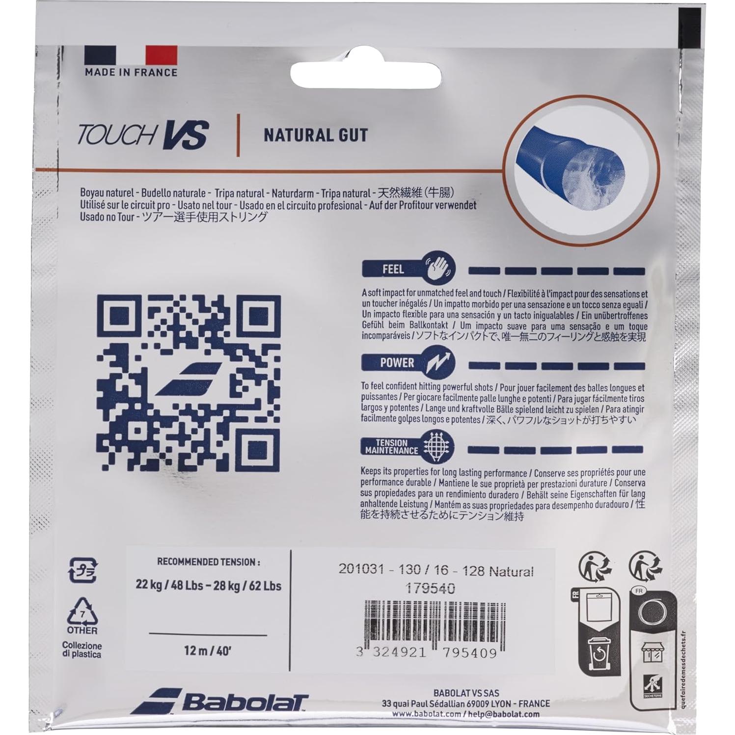 Hilo de Tenis Babolat Touch VS Gut Natural 12m - Paquete Multipack