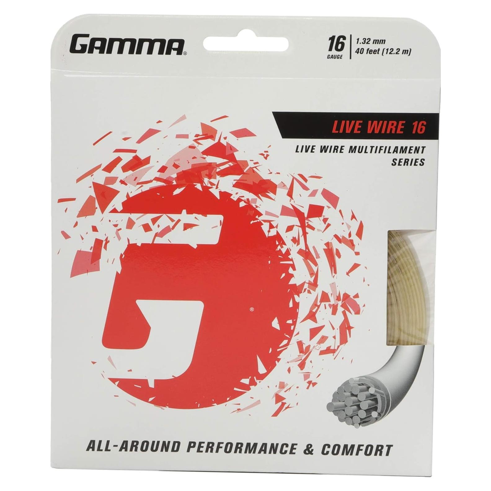 Cuerda de Tenis GAMMA Live Wire 16 Calibre Nylon Natural 12.19m