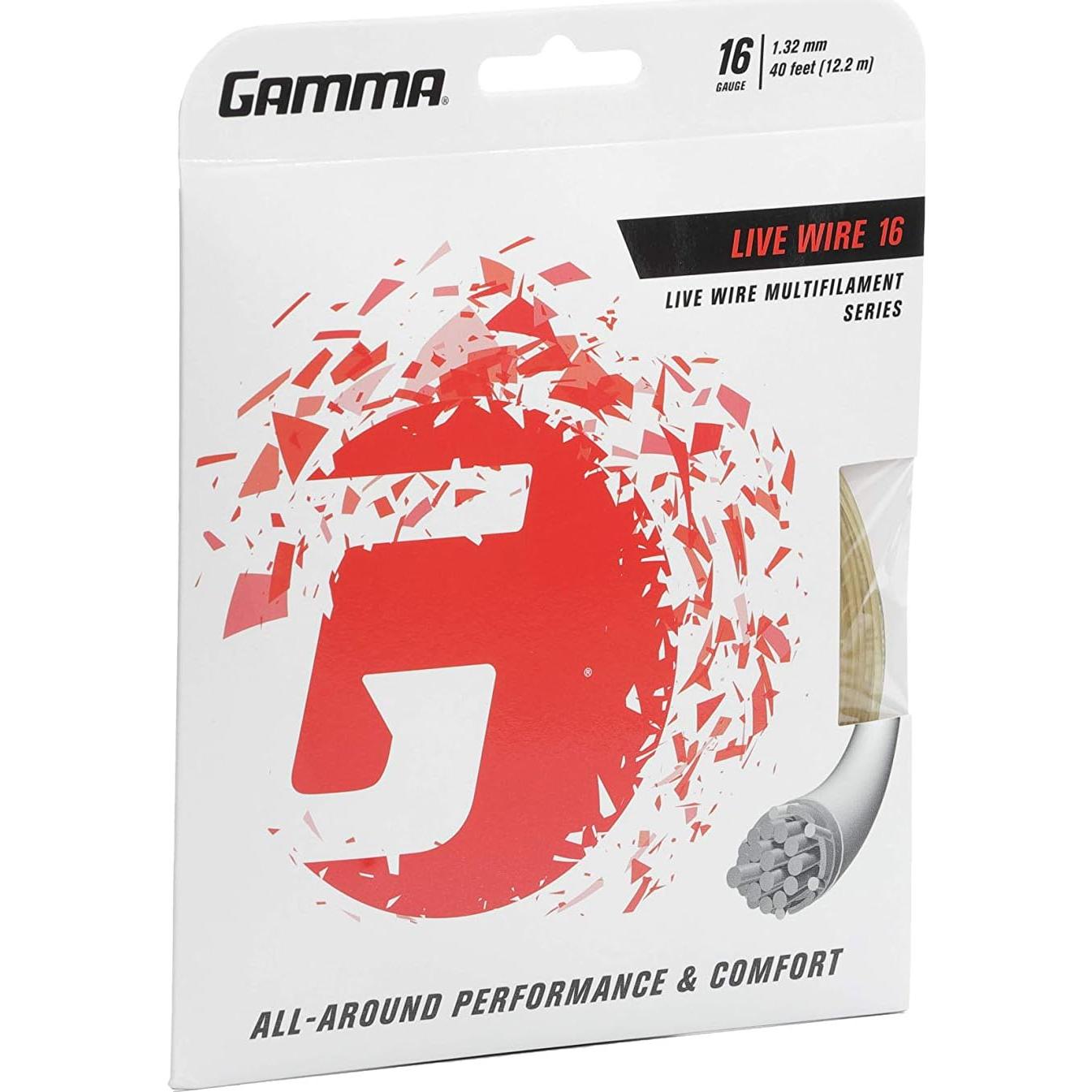 Cuerda de Tenis GAMMA Live Wire 16 Calibre Nylon Natural 12.19m