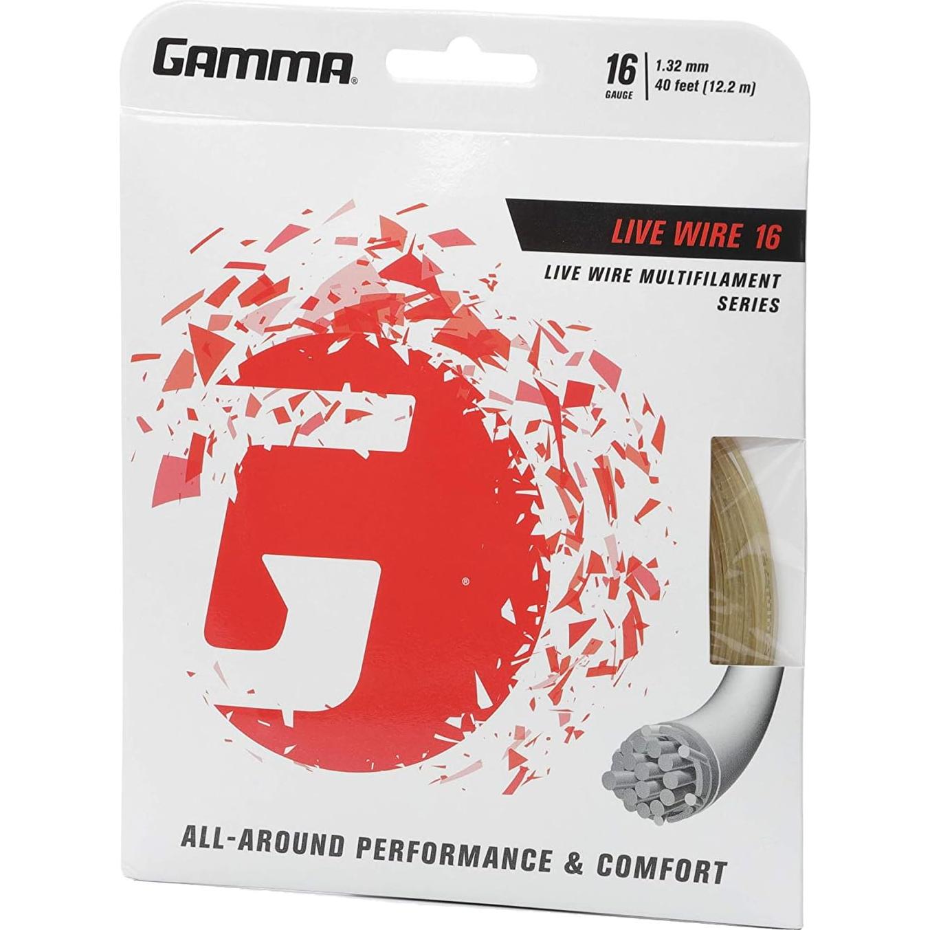 Cuerda de Tenis GAMMA Live Wire 16 Calibre Nylon Natural 12.19m