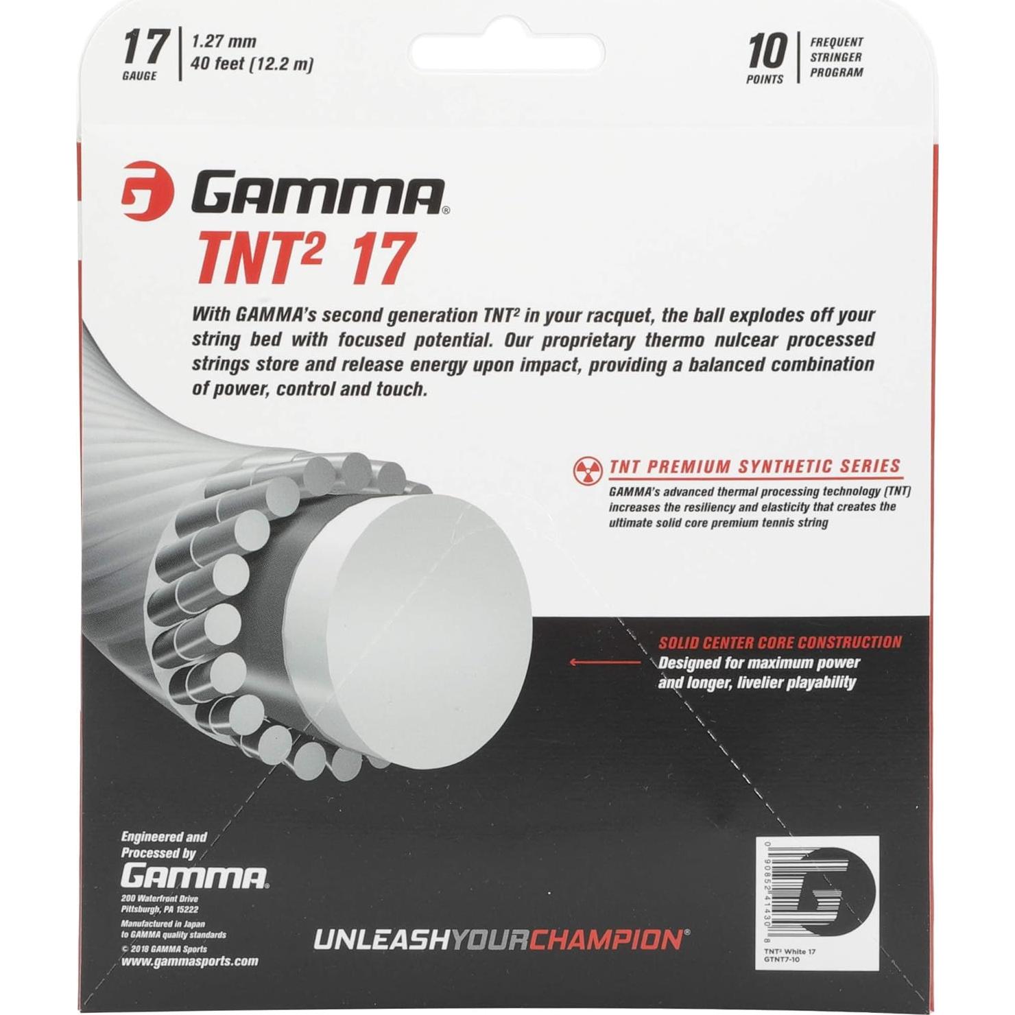 Cuerda de Tenis GAMMA TNT2 17G Blanca 12.19m