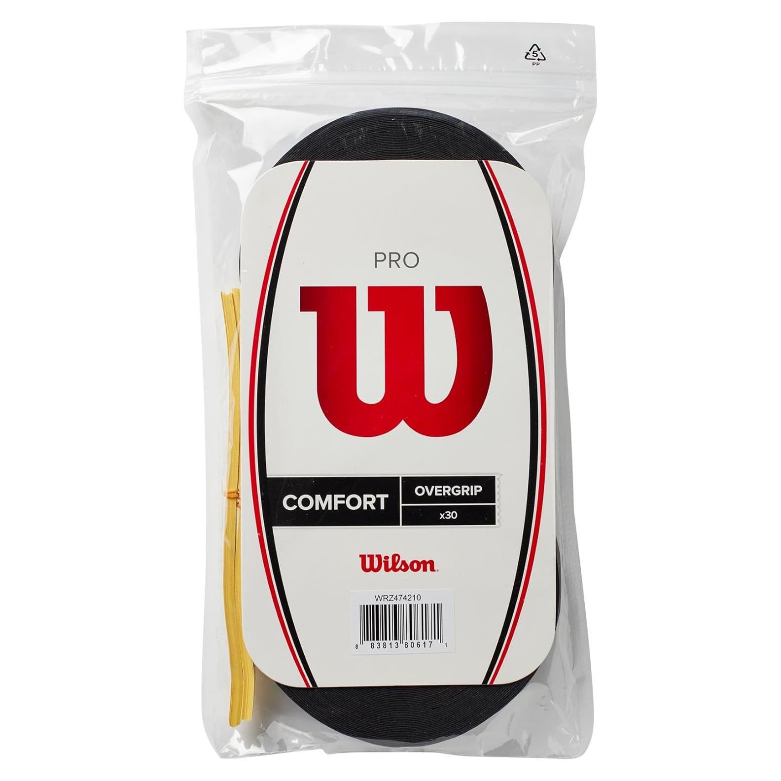 Overgrip de Tenis Wilson Pro - 30 Unidades, Negro