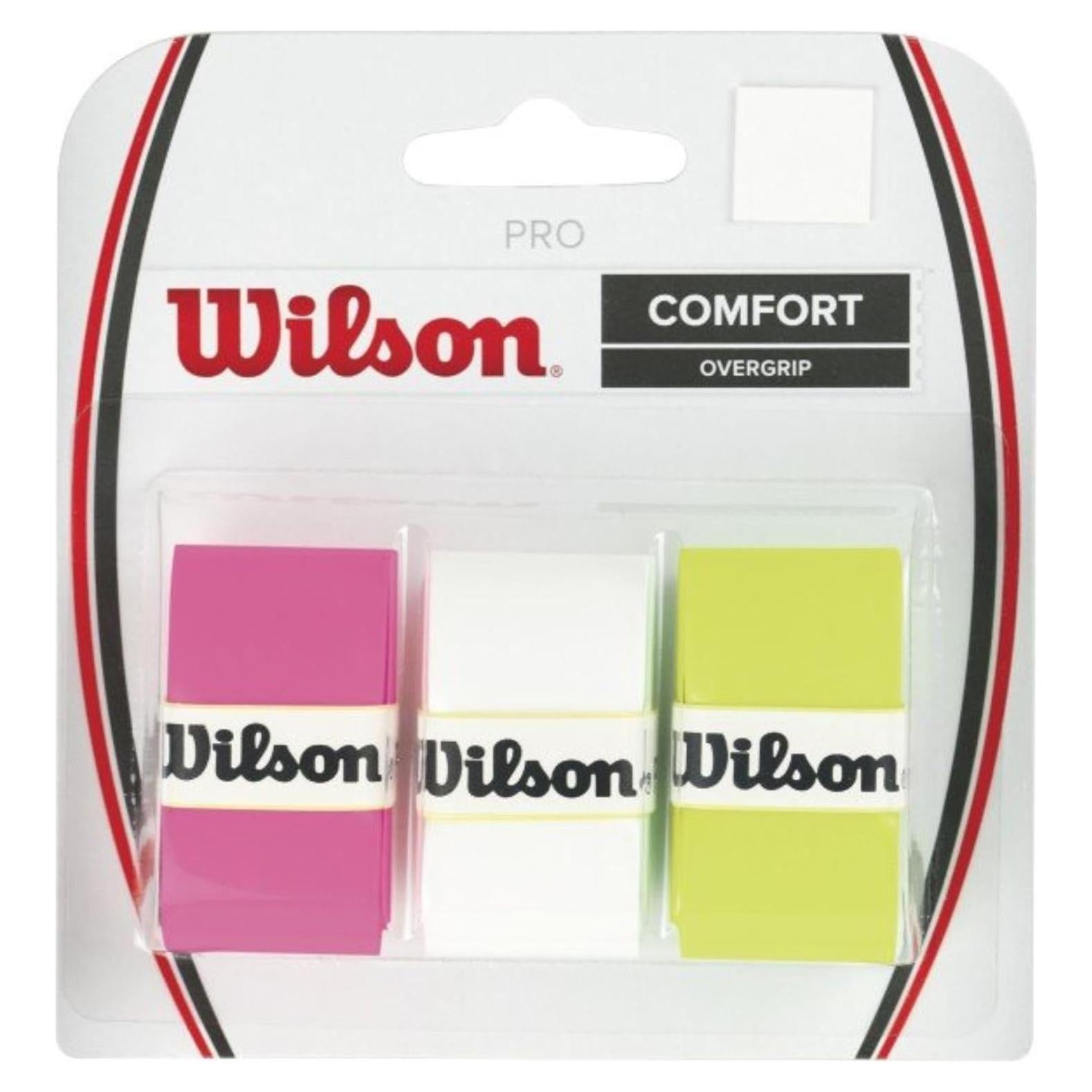 Overgrip Wilson Pro Comfort 3pk Asortido Blanco Verde Rosa