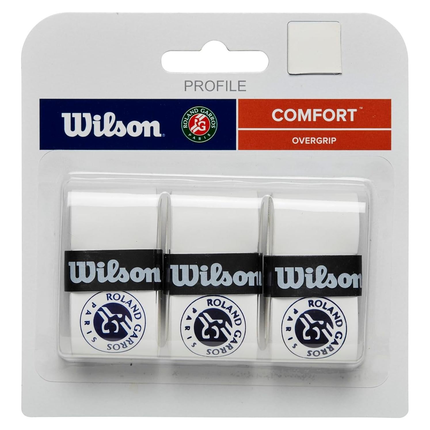 Overgrip de Tenis Wilson Roland-Garros - 3 Paquete, Blanco/Navy