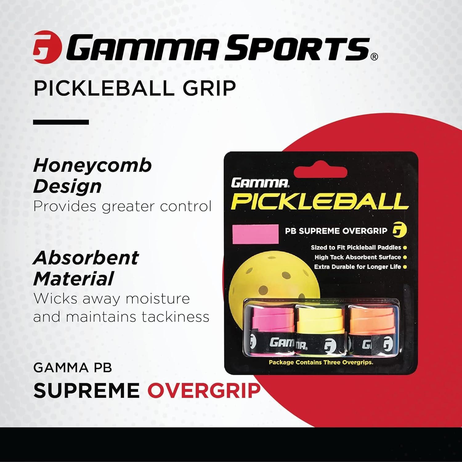 Overgrip GAMMA Pickleball Supremo - Cinta de Agarre Neón