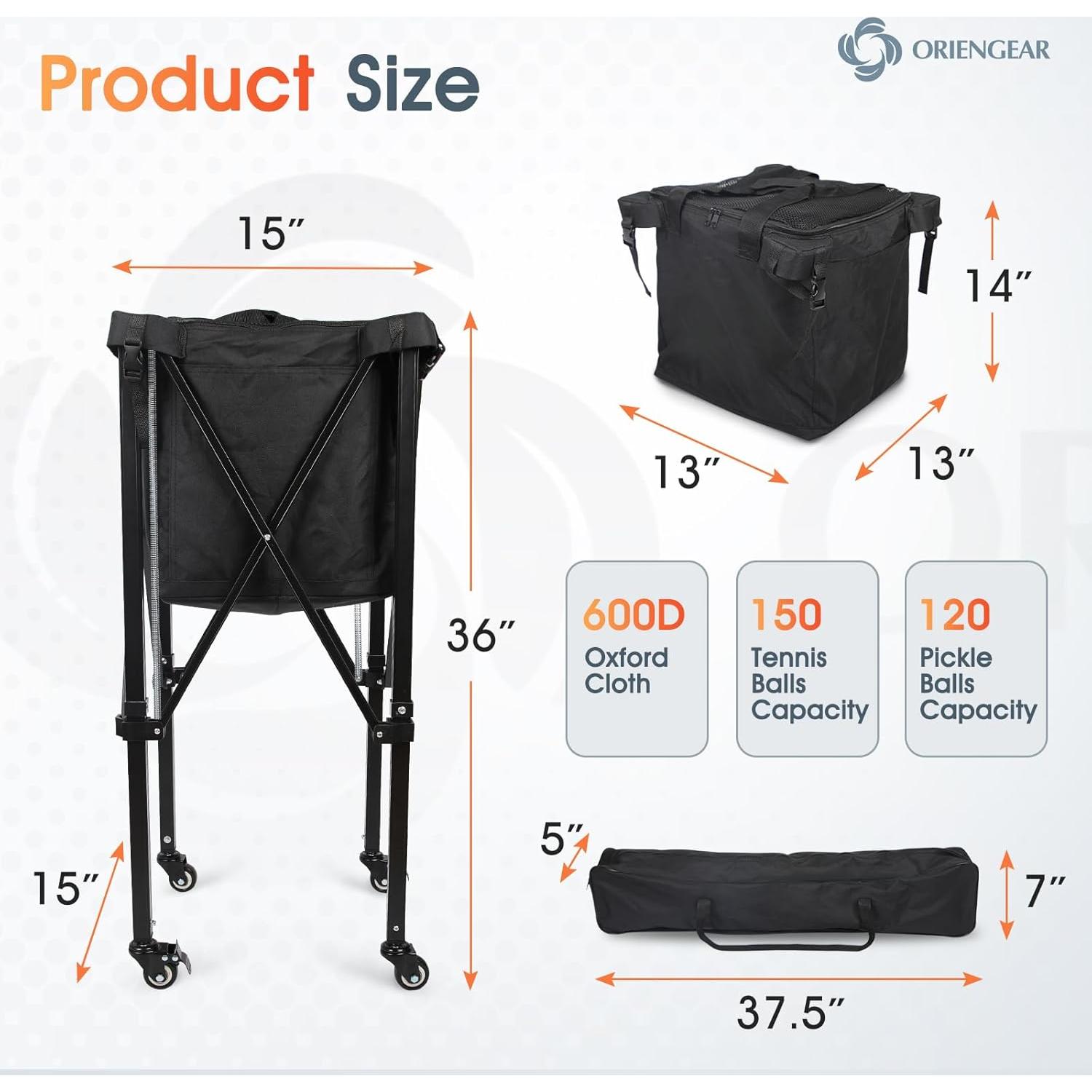 Carro de Pelotas de Tenis ORIENGEAR Pop-up 150 Pelotas