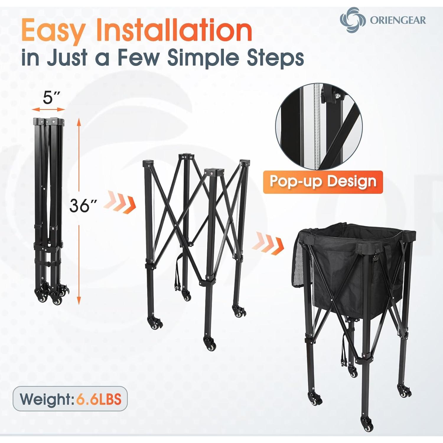 Carro de Pelotas de Tenis ORIENGEAR Pop-up 150 Pelotas