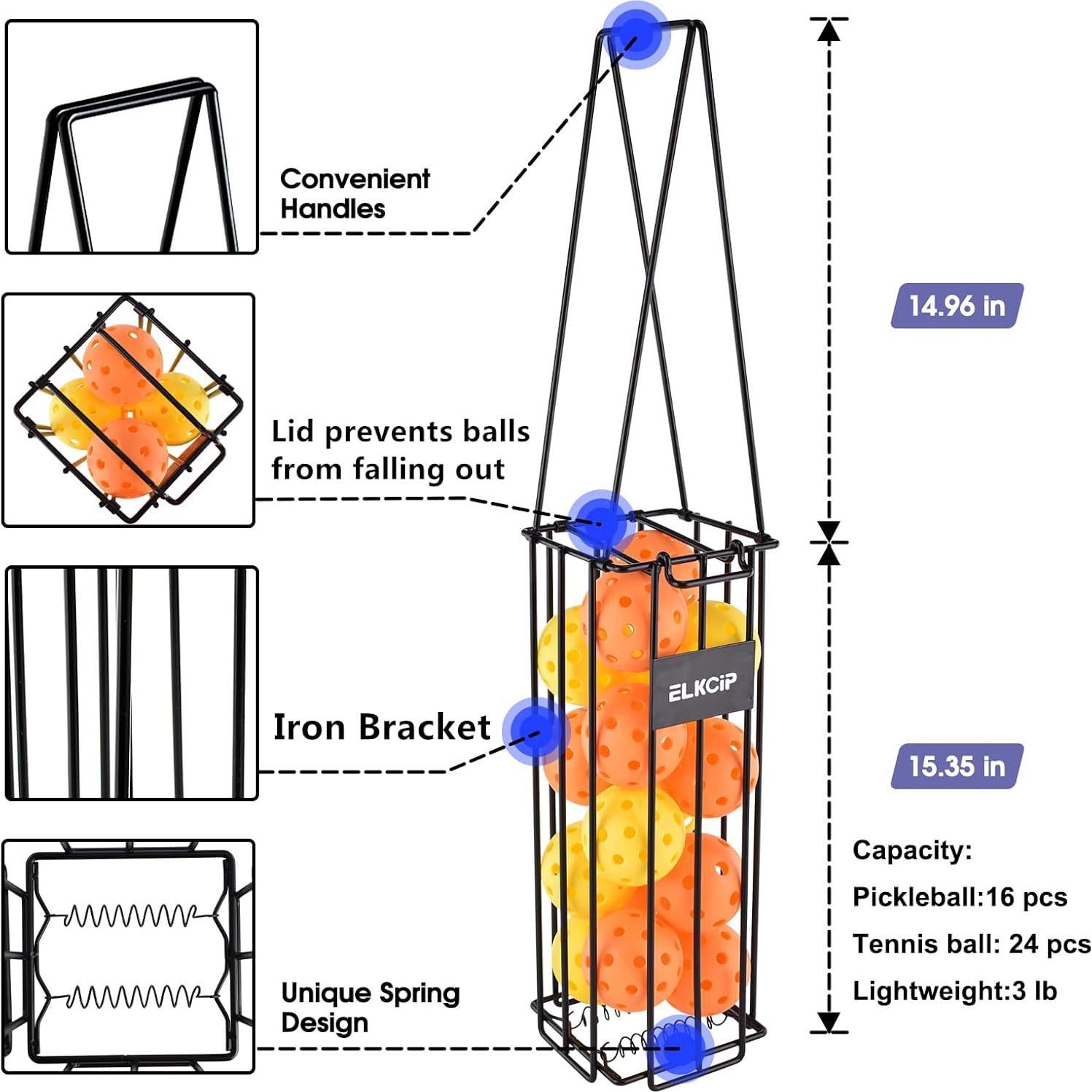 Recolector de Pelotas de Pickleball y Tenis ELKCIP 39x13x13cm